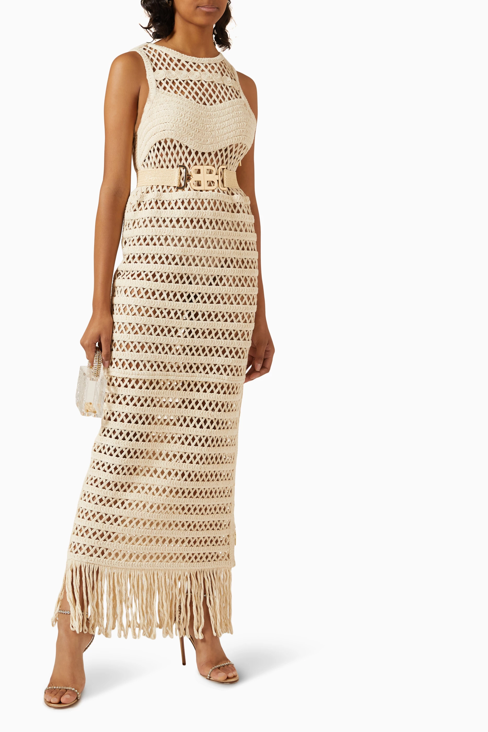 Buy Bronx and Banco Neutral Amari Crochet Maxi Dress For Women Online |  Ounass Saudi