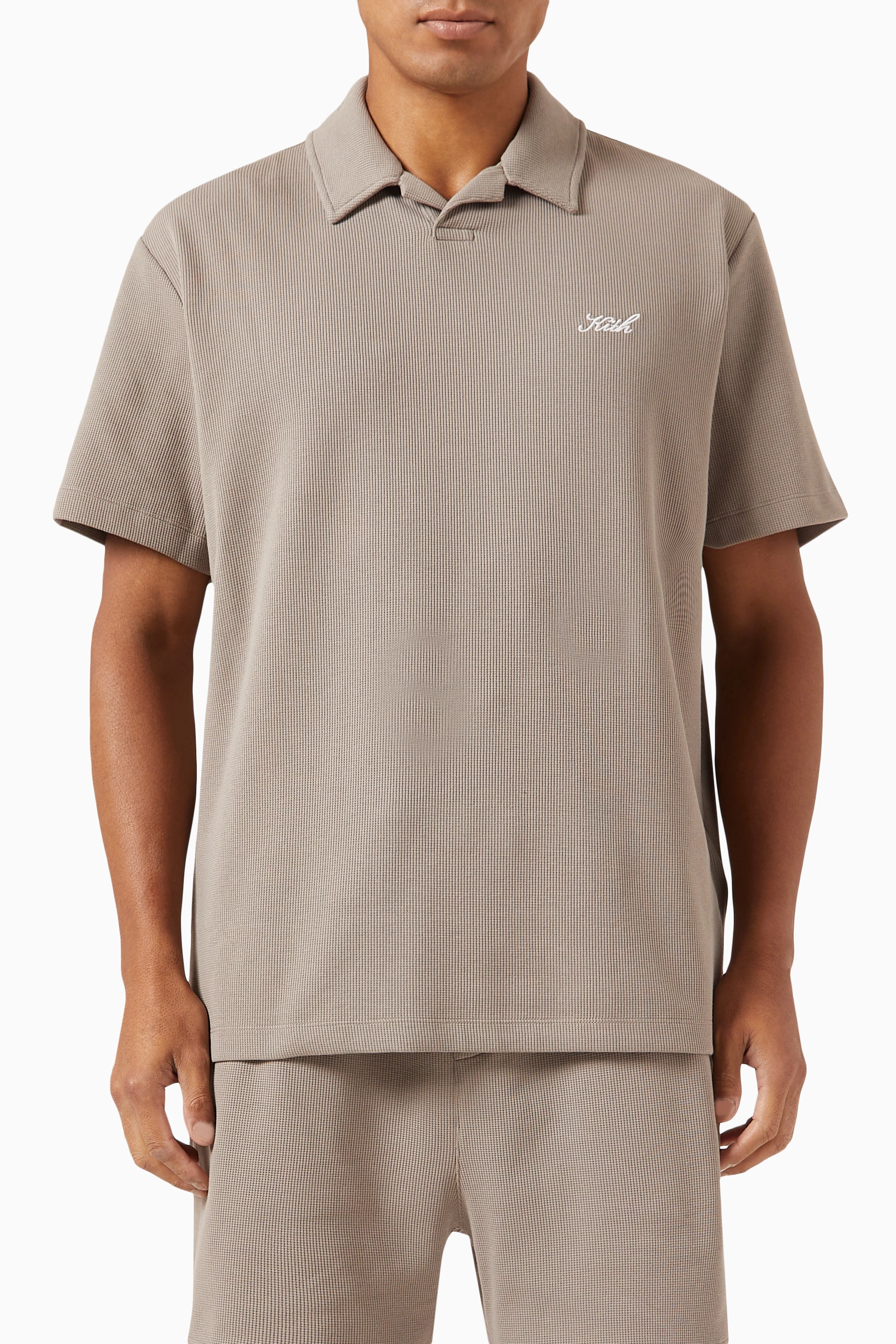 トップス Kith Micro Waffle Drew Polo KITH KHM032144-001-Front_c1f23178-