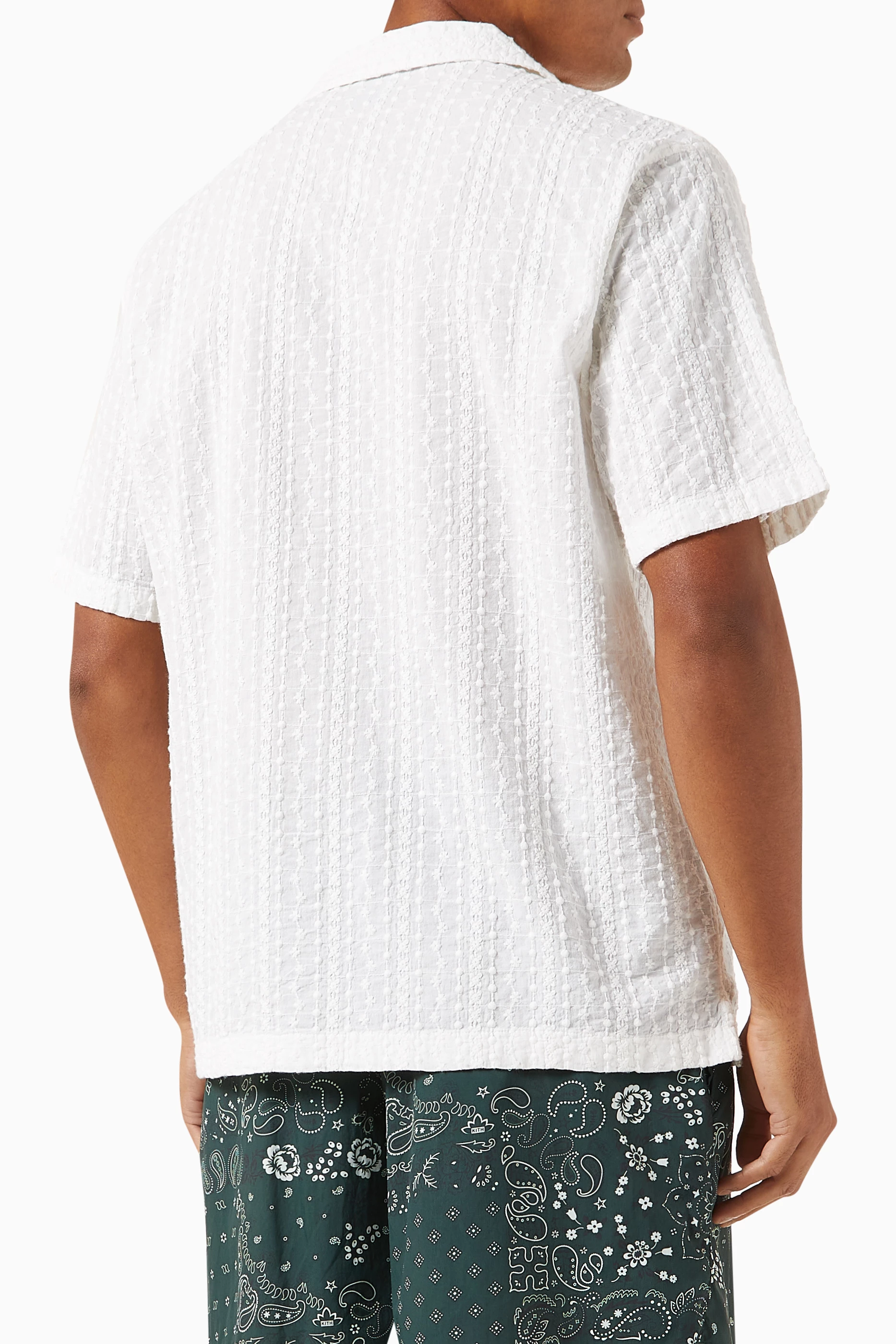 Buy Kith White Thompson Camp Collar Shirt in Embroidered-voile For 