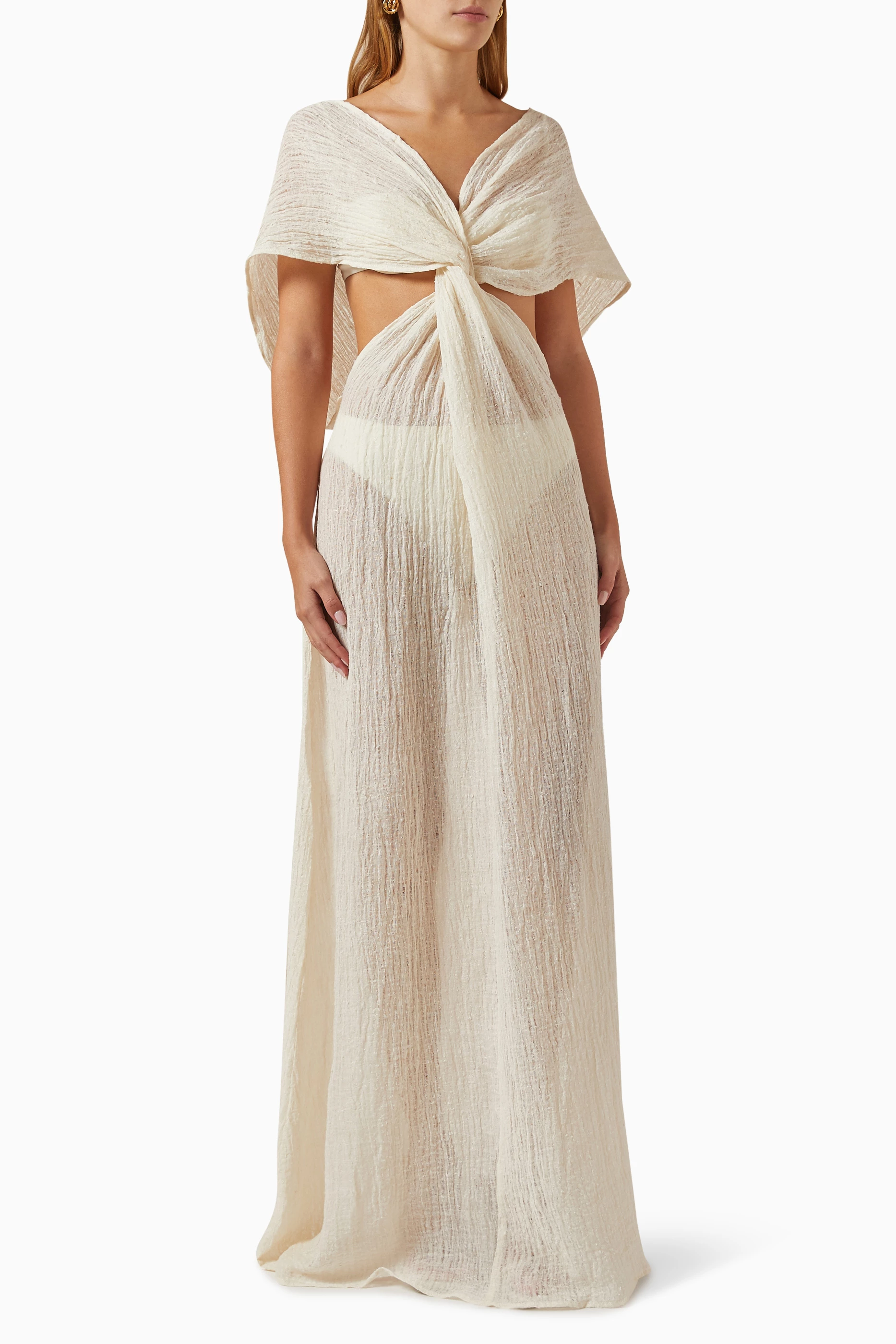 Buy Savannah Morrow White Fiori Twist Dress in Cotton-blend