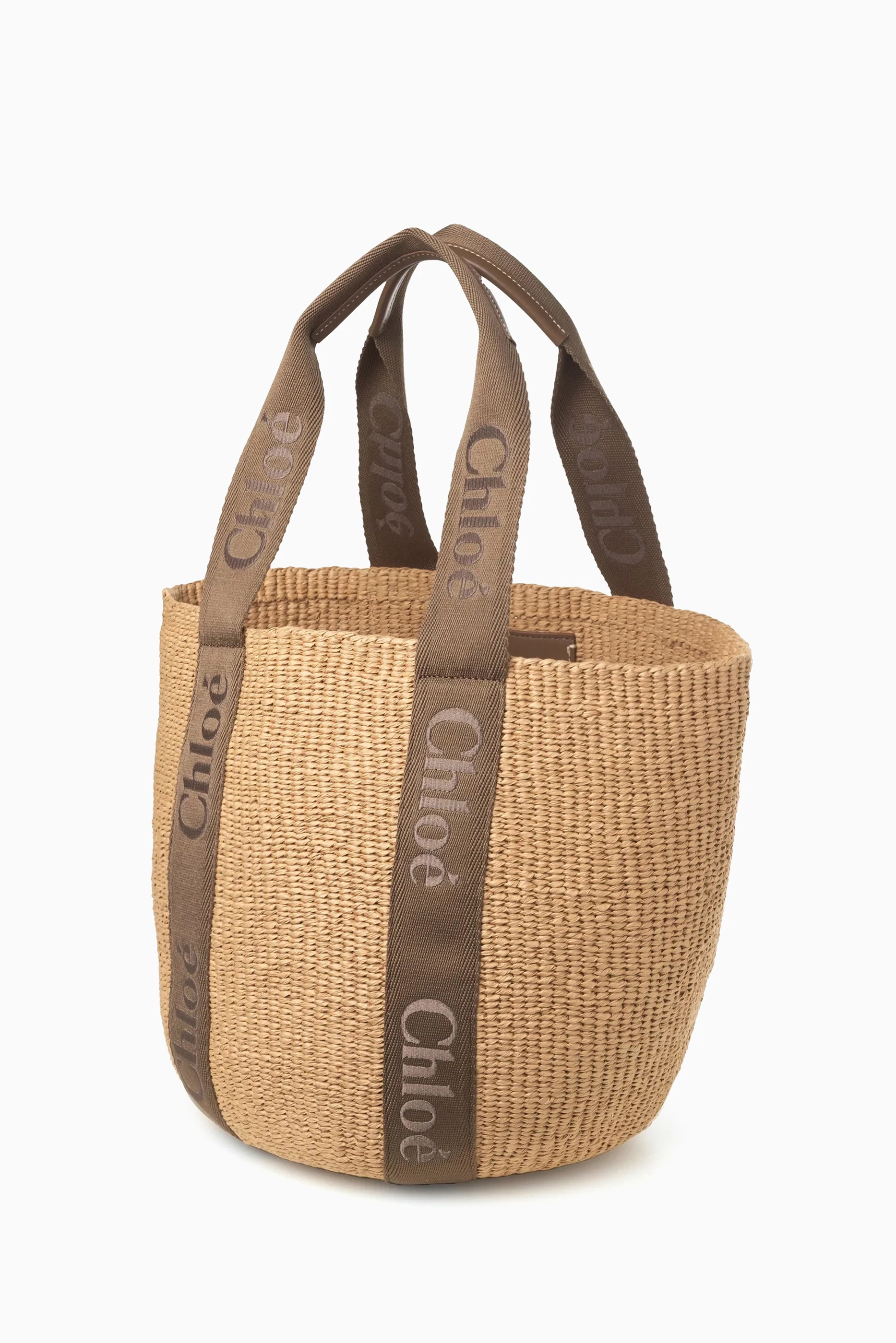 Buy Chloé Brown Large Woody Tote Bag in Paper Raffia For Women