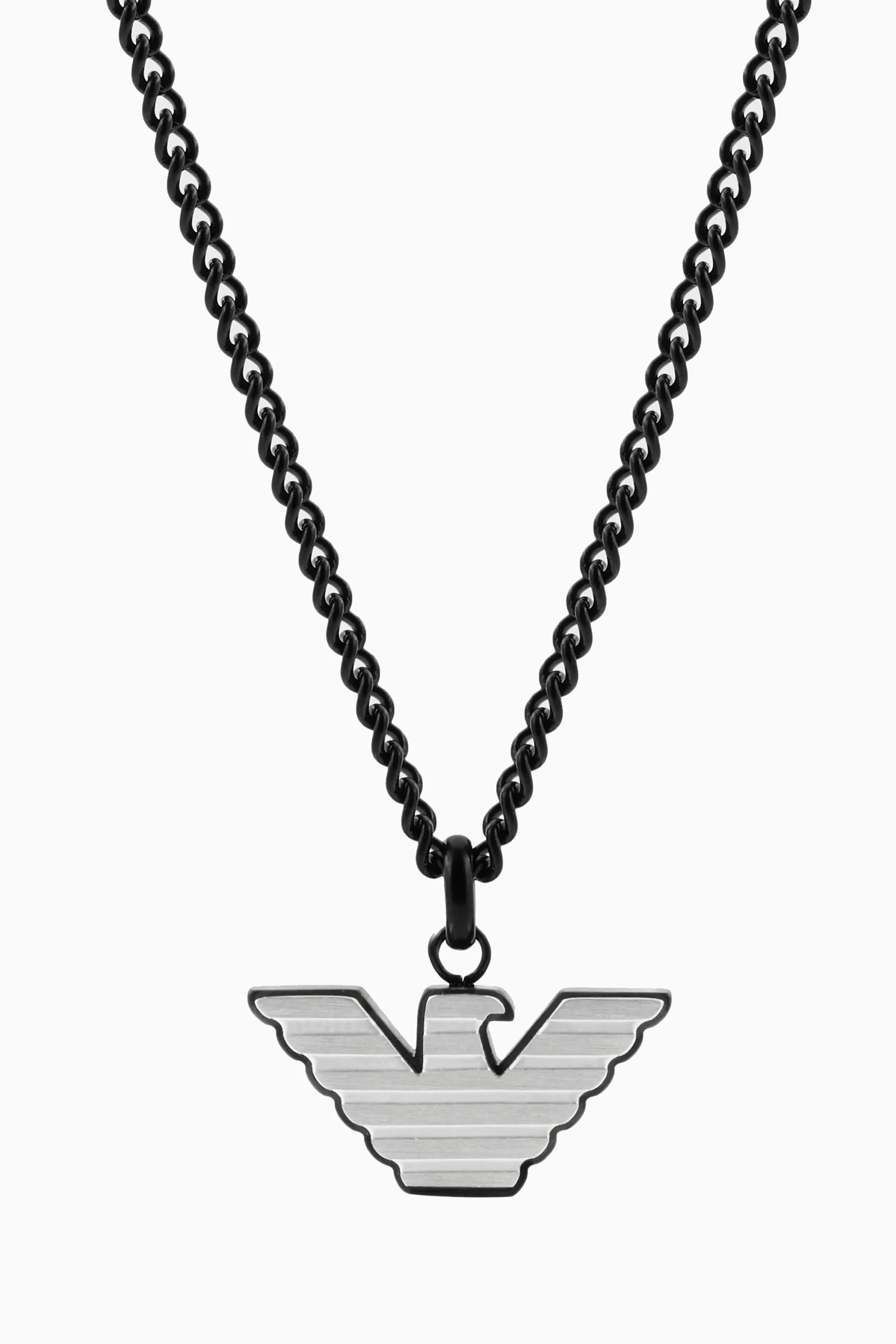 Buy Emporio Armani Grey EA Eagle Essential Necklace in Stainless Steel For Men Online Ounass Saudi