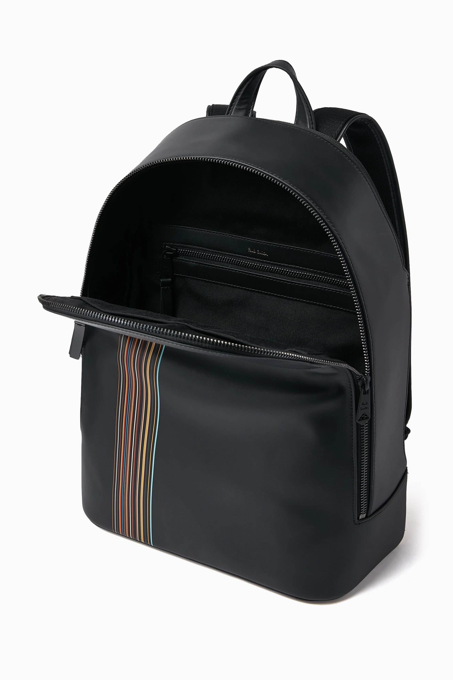 Buy Paul Smith Black Signature Stripe Backpack in Leather For Men