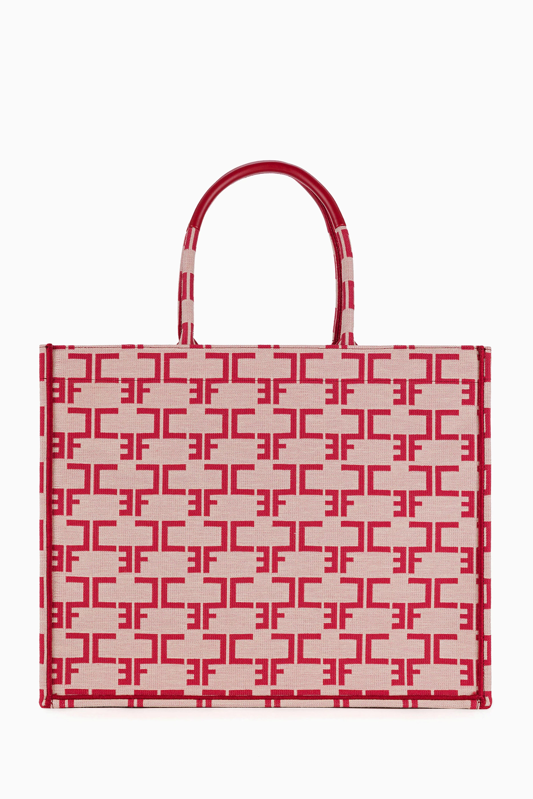Buy Elisabetta Franchi Red Large Monogram Tote Bag in Jacquard For Women Online Ounass Saudi