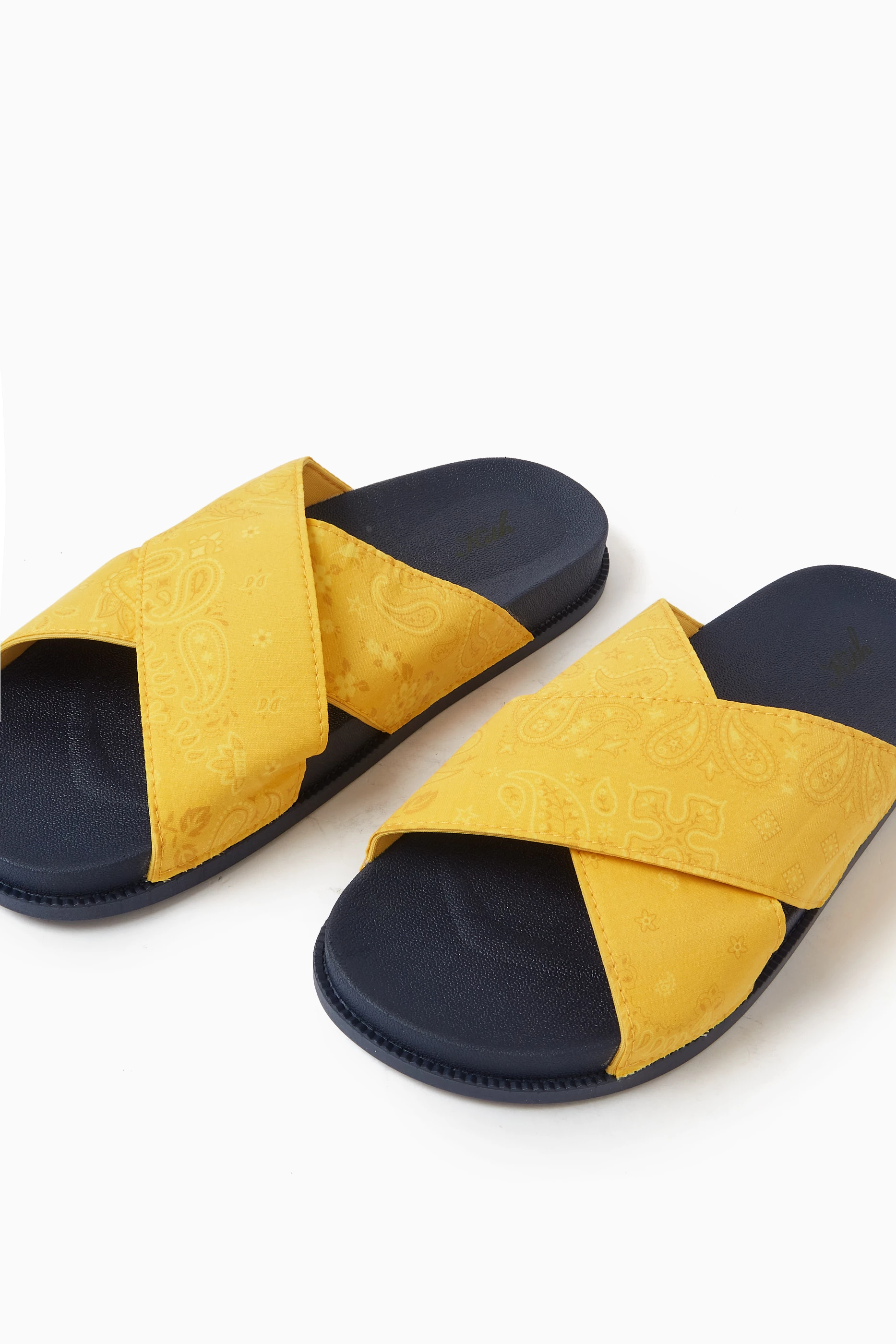Kith Mens Yellow Paisley Crossover Slide Size 12 (Pre-owned) Kith yellow paisley crossover slides Brand new Men main image 4