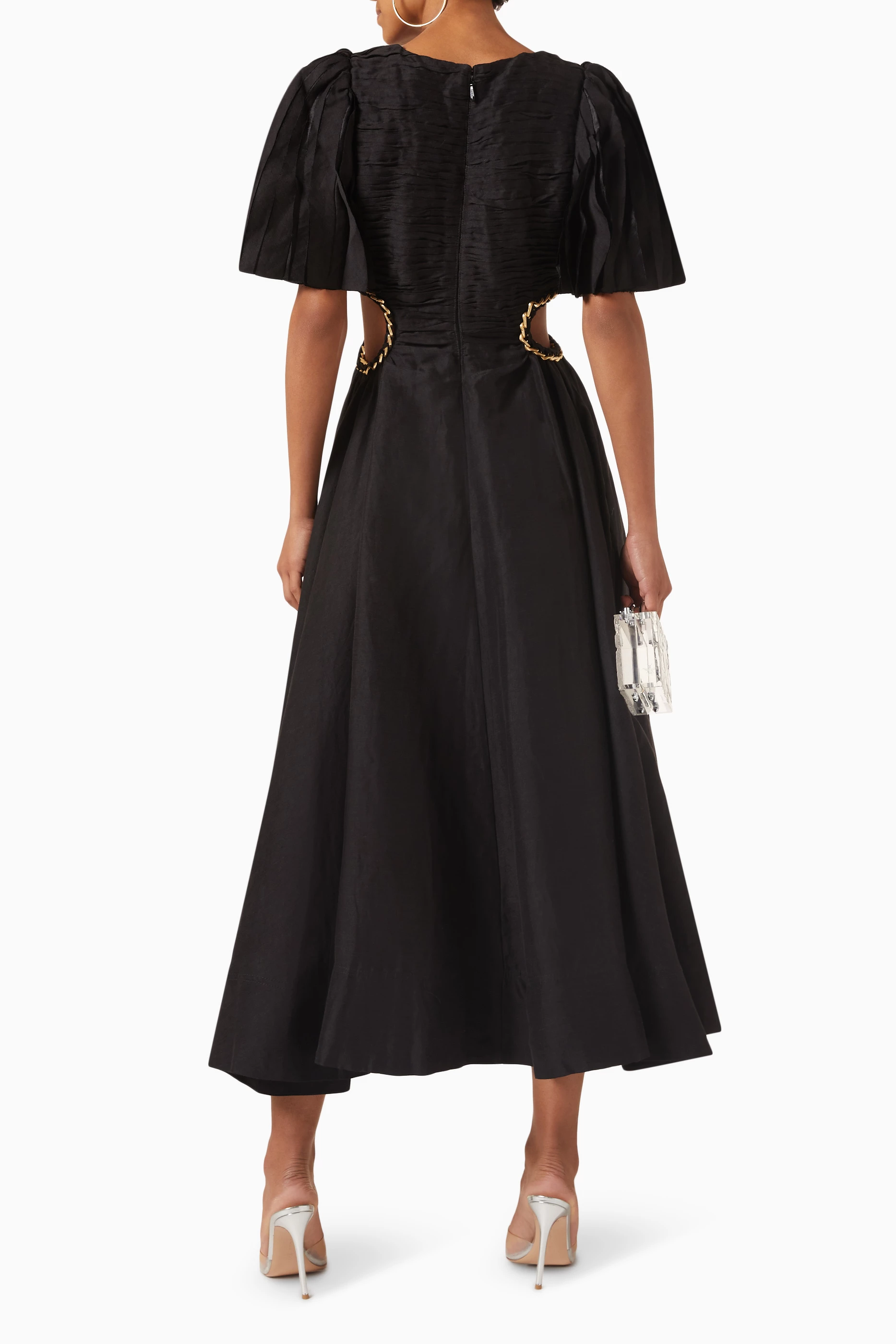 Buy Aje Black Monica Chainlink Midi Dress in Linen For Women Online |  Ounass Saudi