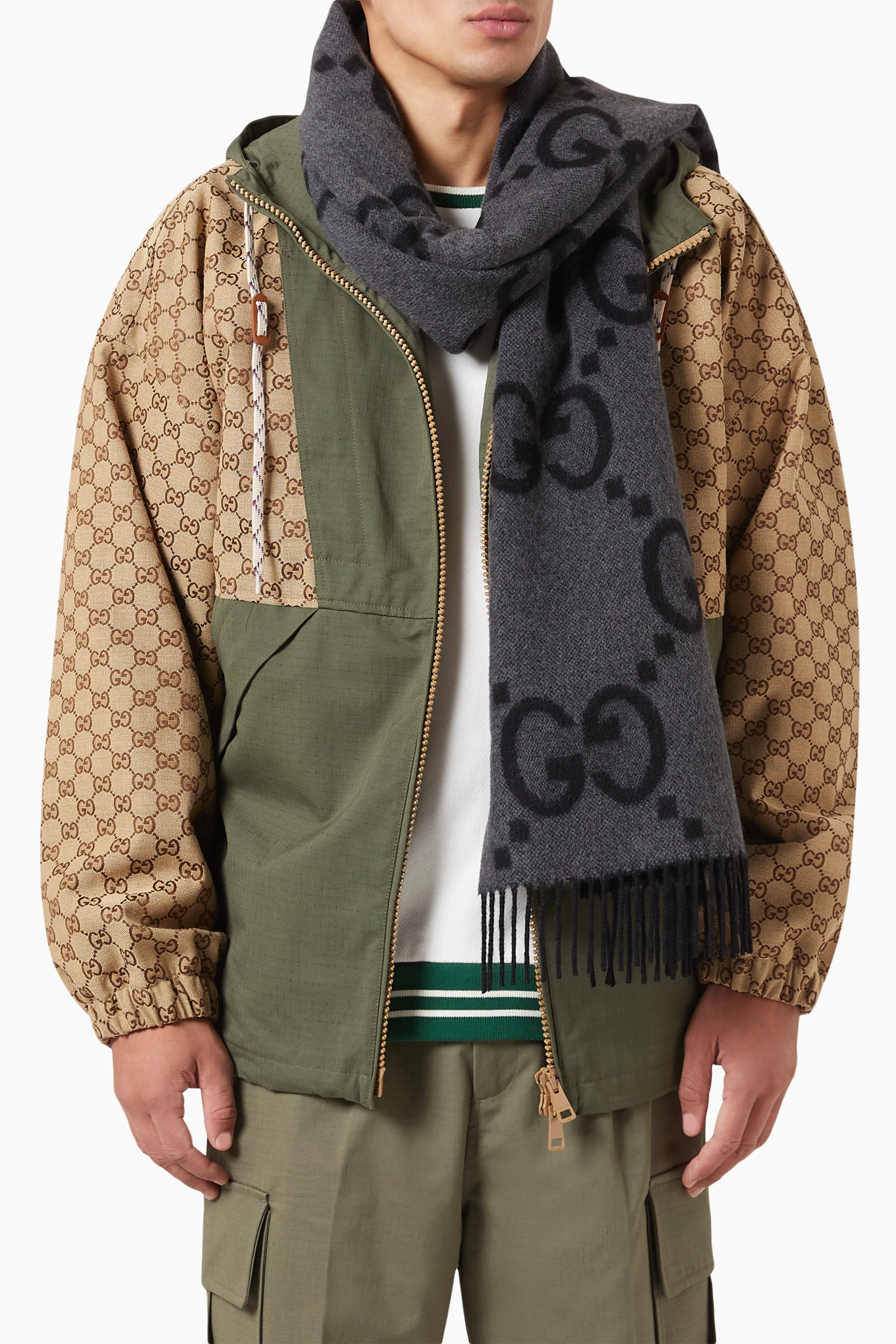 Scarf Pattern Gucci Hooded Scarf Buy Gucci Grey GG Jacquard Scarf