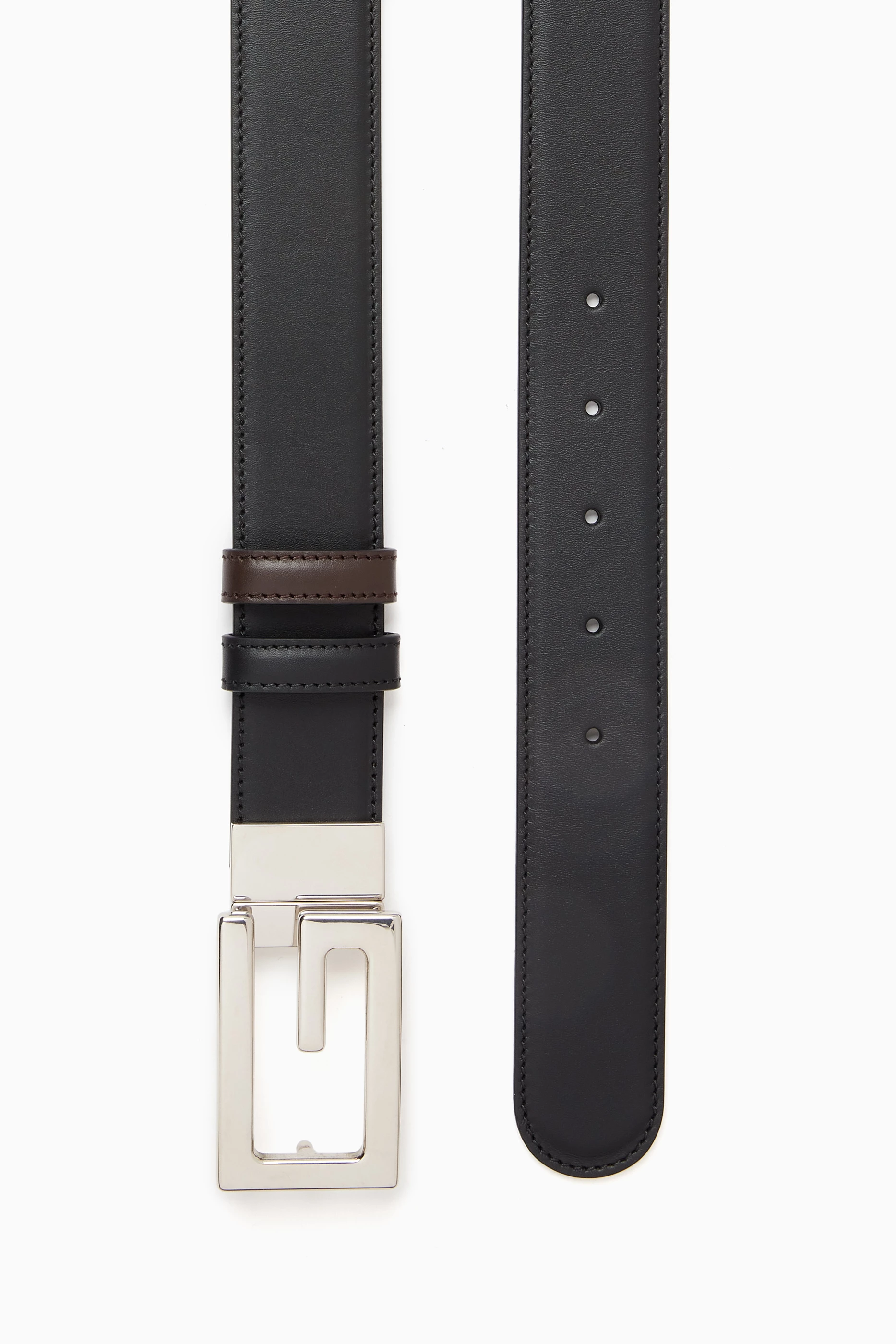 Gucci - Black Leather Reversible Square G Belt Gucci Gg Mens Black Reversible Belt With Square G Buckle In  main image 2
