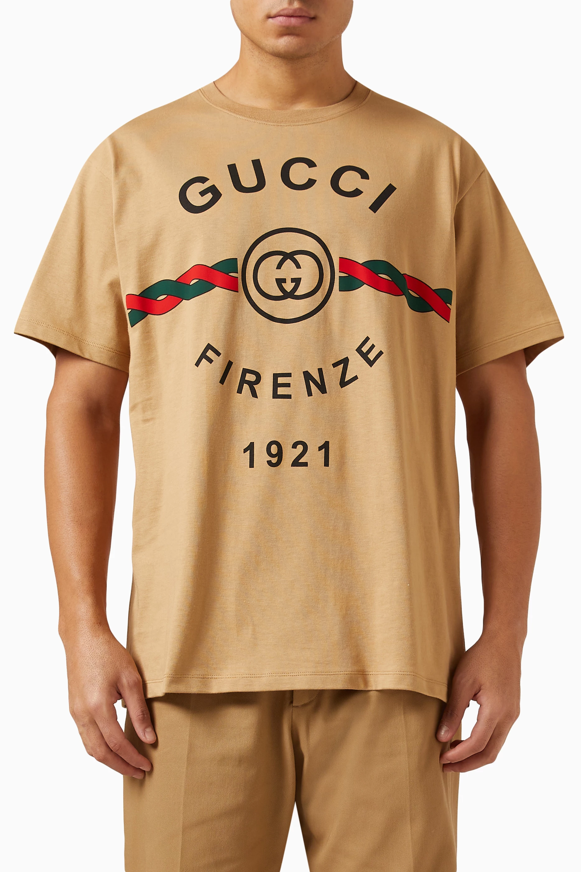 Buy Gucci Brown Gucci Firenze 1921 T shirt in Cotton jersey For Men Online Ounass Saudi