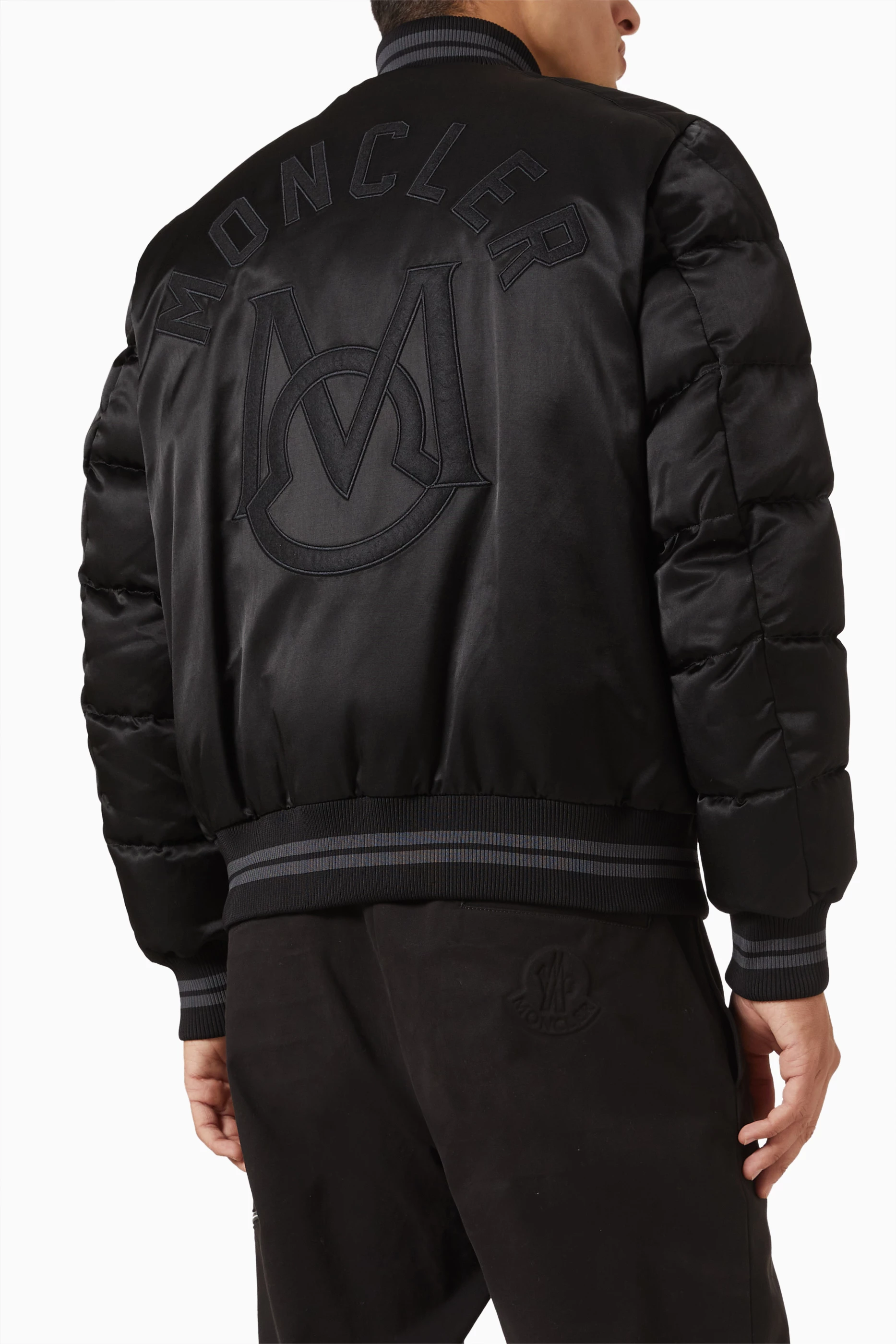 Buy Moncler Black Dives Bomber Jacket in Padded Viscose For
