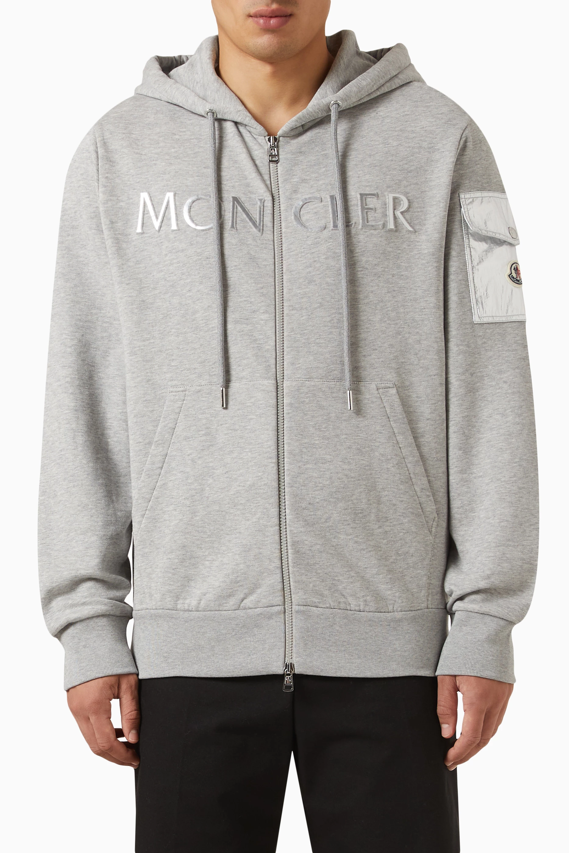 Buy Moncler Grey Zip-up Sweatshirt in Cotton Blend For Men Online