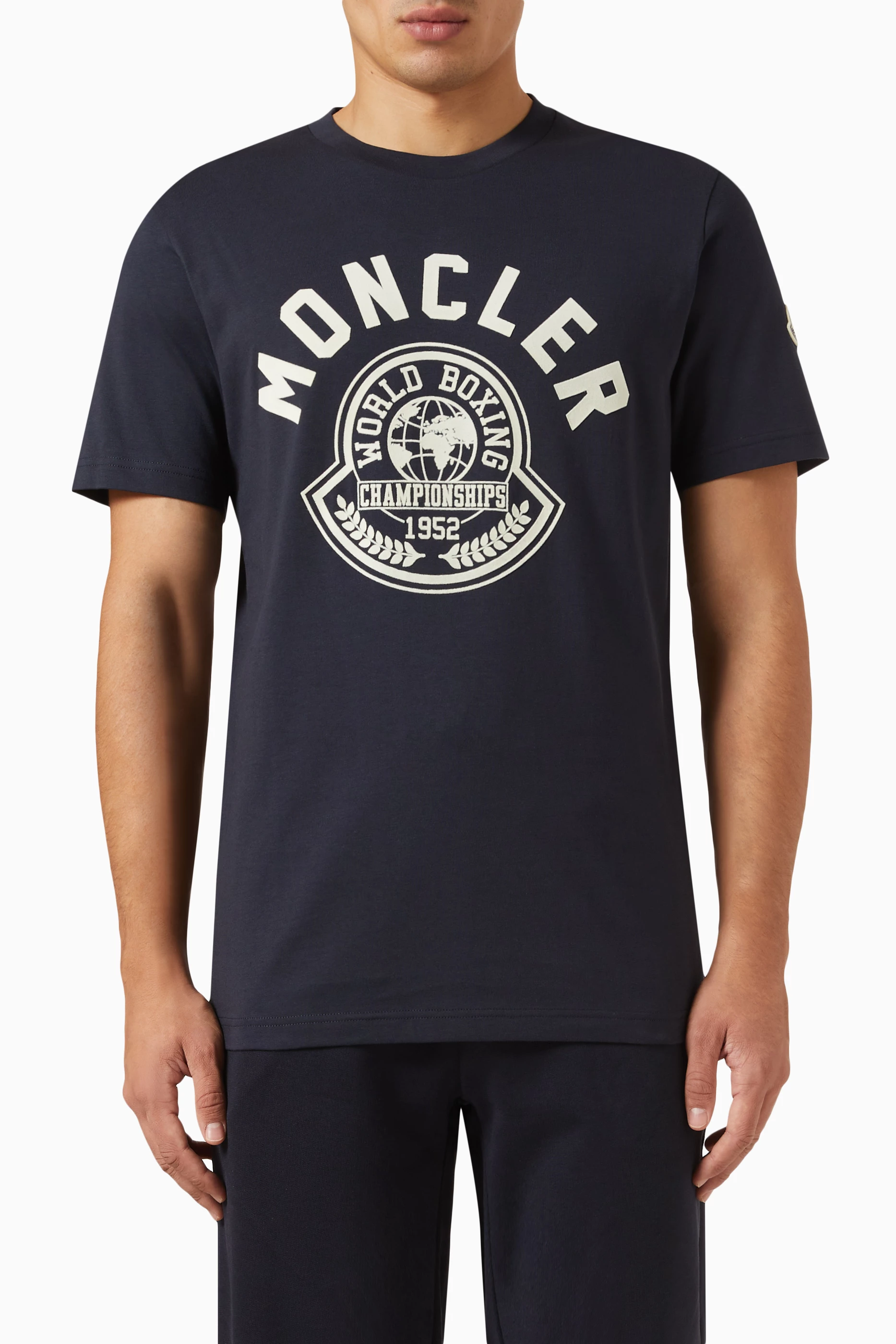 Buy Moncler Blue Logo T-shirt in Cotton For Men Online | Ounass Saudi