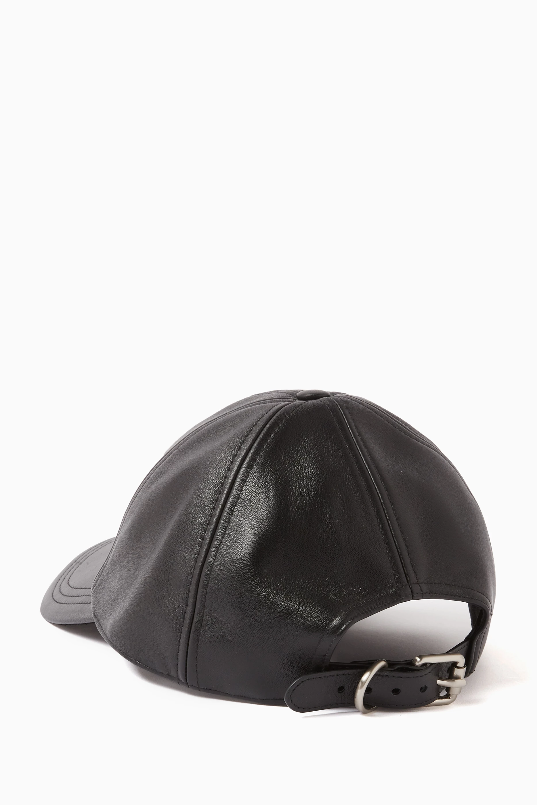 Buy JW Anderson Black Logo Baseball Cap in Smooth Leather  display picture 3