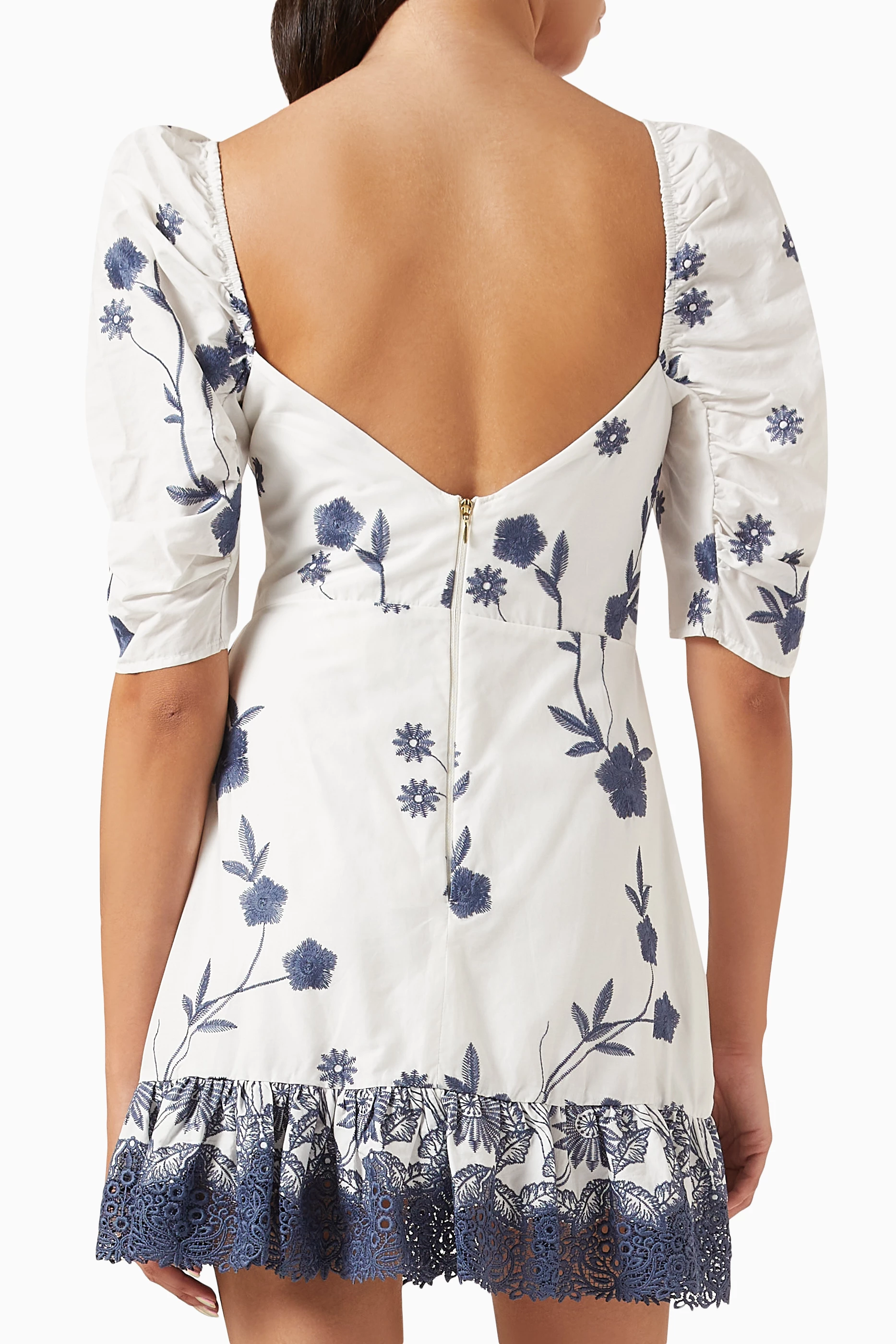 Buy Especia White Maciel Embroidered Cut out Mini Dress in Cotton For Women Online Ounass Saudi