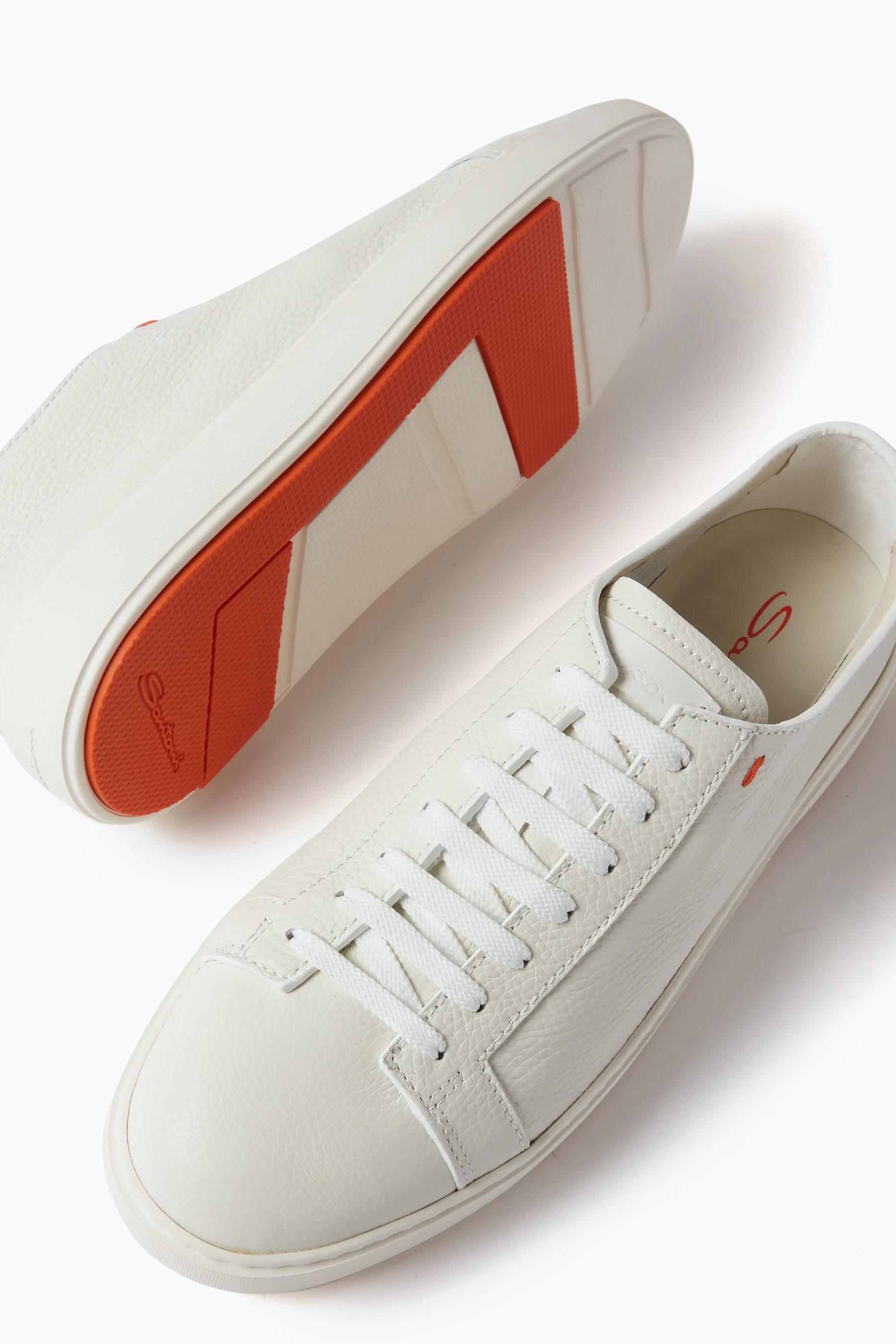 Buy Santoni White Low top Sneakers in Tumbled Leather For Men Online Ounass Saudi