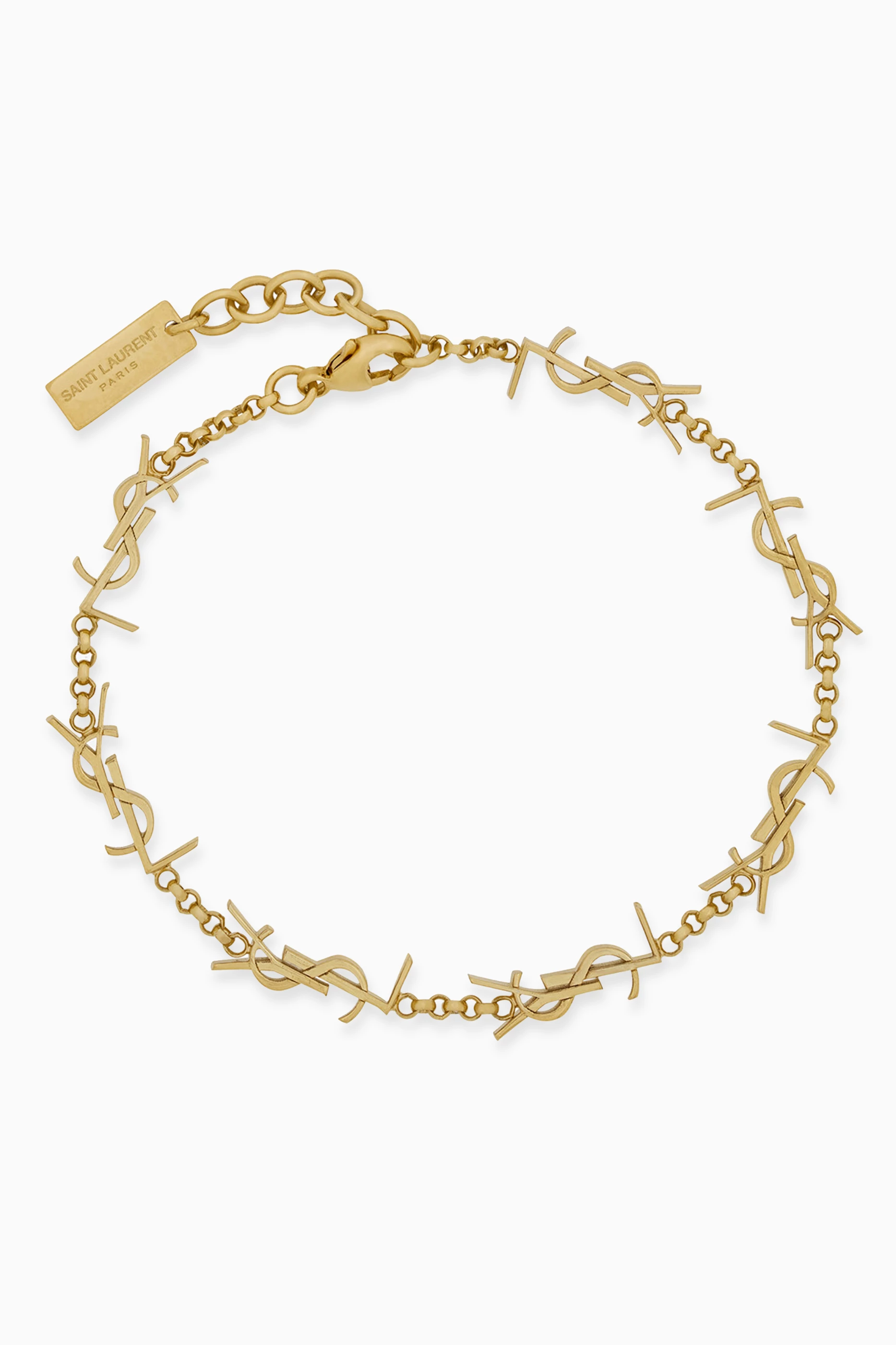 Buy SAINT LAURENT Gold Cassandre Chain Bracelet in Metal For