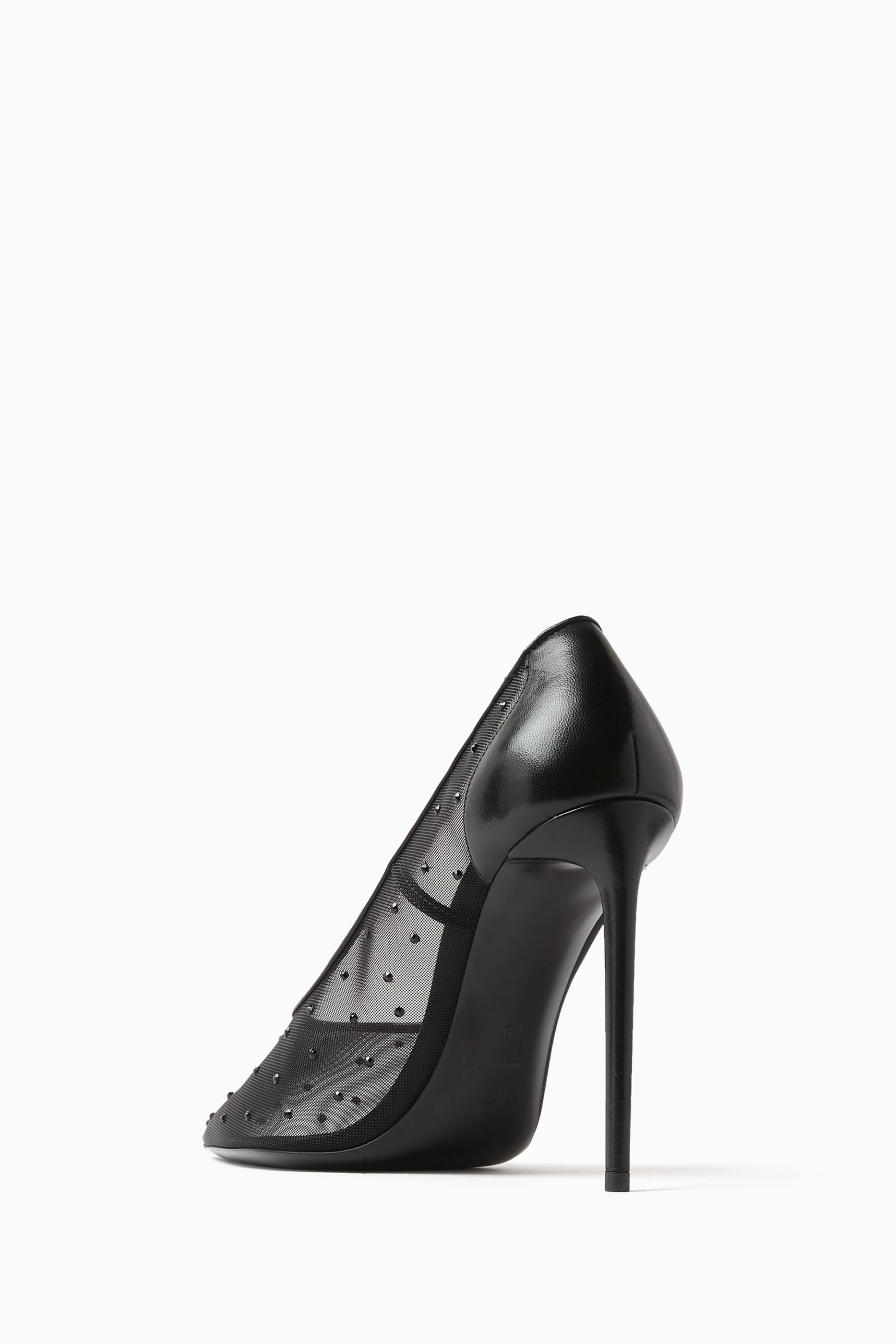 Buy SAINT LAURENT Black Anja 105 Pumps in Rhinestone-Dotted