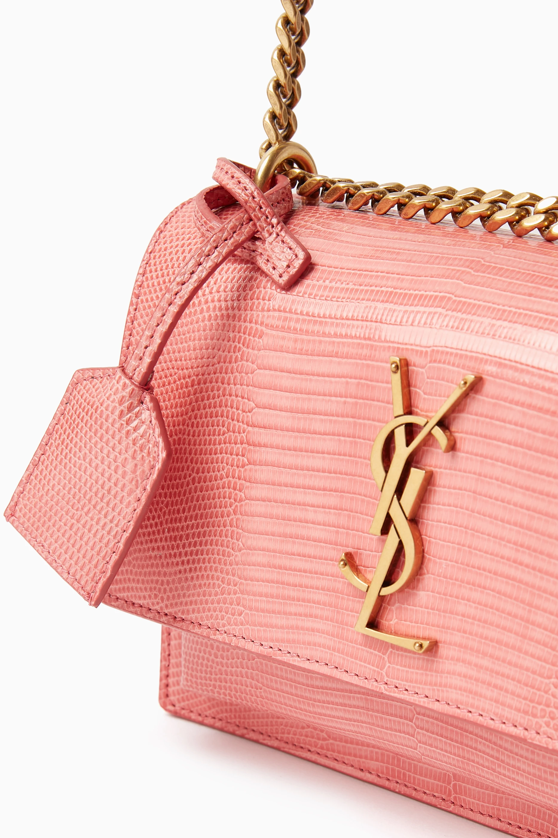 Buy SAINT LAURENT Pink Small Sunset Shoulder Bag in Lizard Leather For Women Online Ounass Saudi