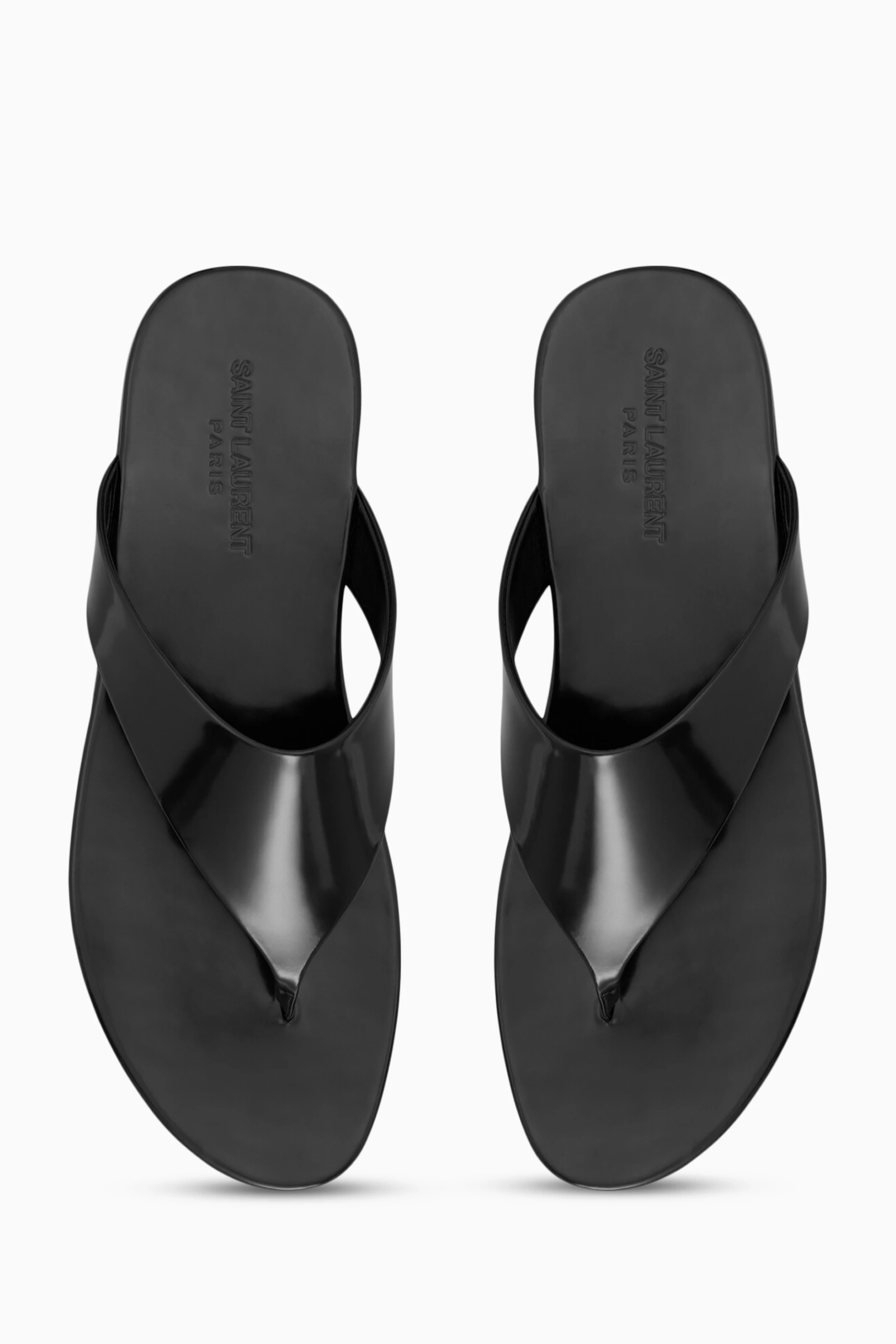 Buy SAINT LAURENT Black Kouros Thong Sandals in Leather For