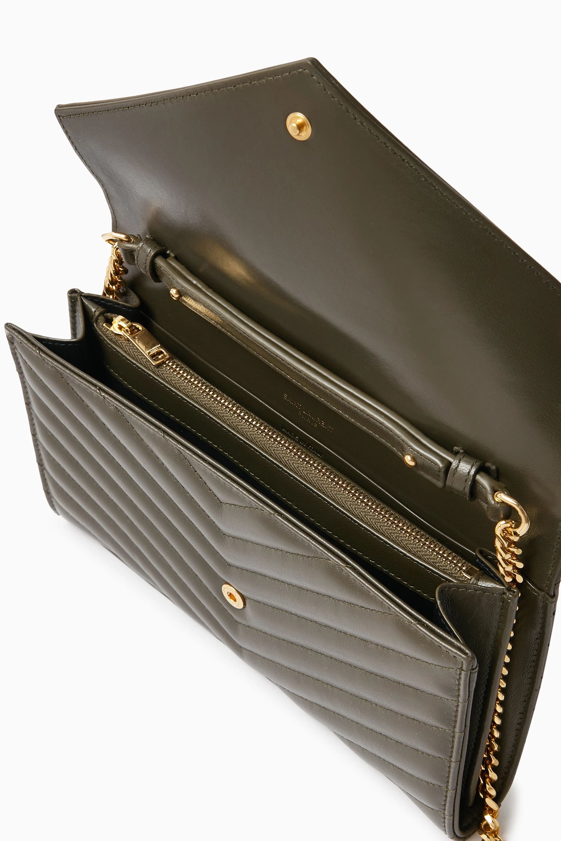 Ysl monogram leather chain wallet envelope bag best sale