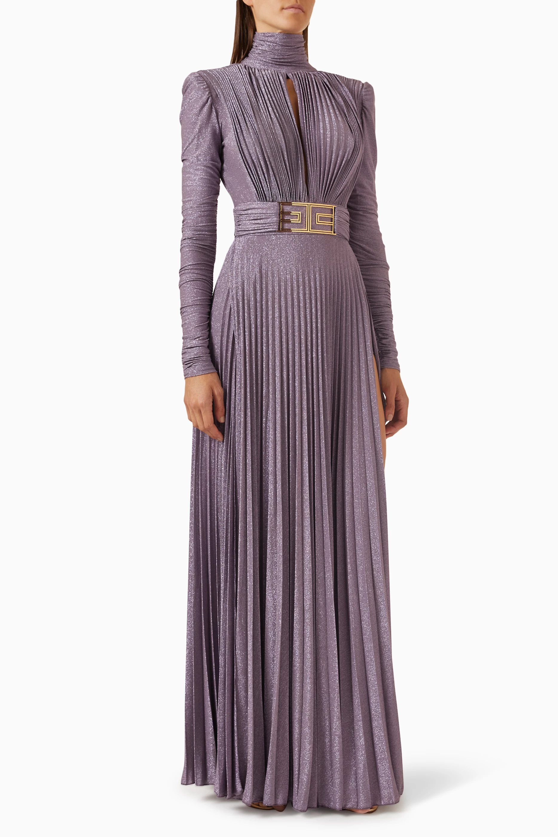 【ELIZABETTA FRANCHI】新作 ドレス メッシュ クルーネック 長袖 Elisabetta Franchi/エリザベッタ フランキ｜ダブルブレステッド
