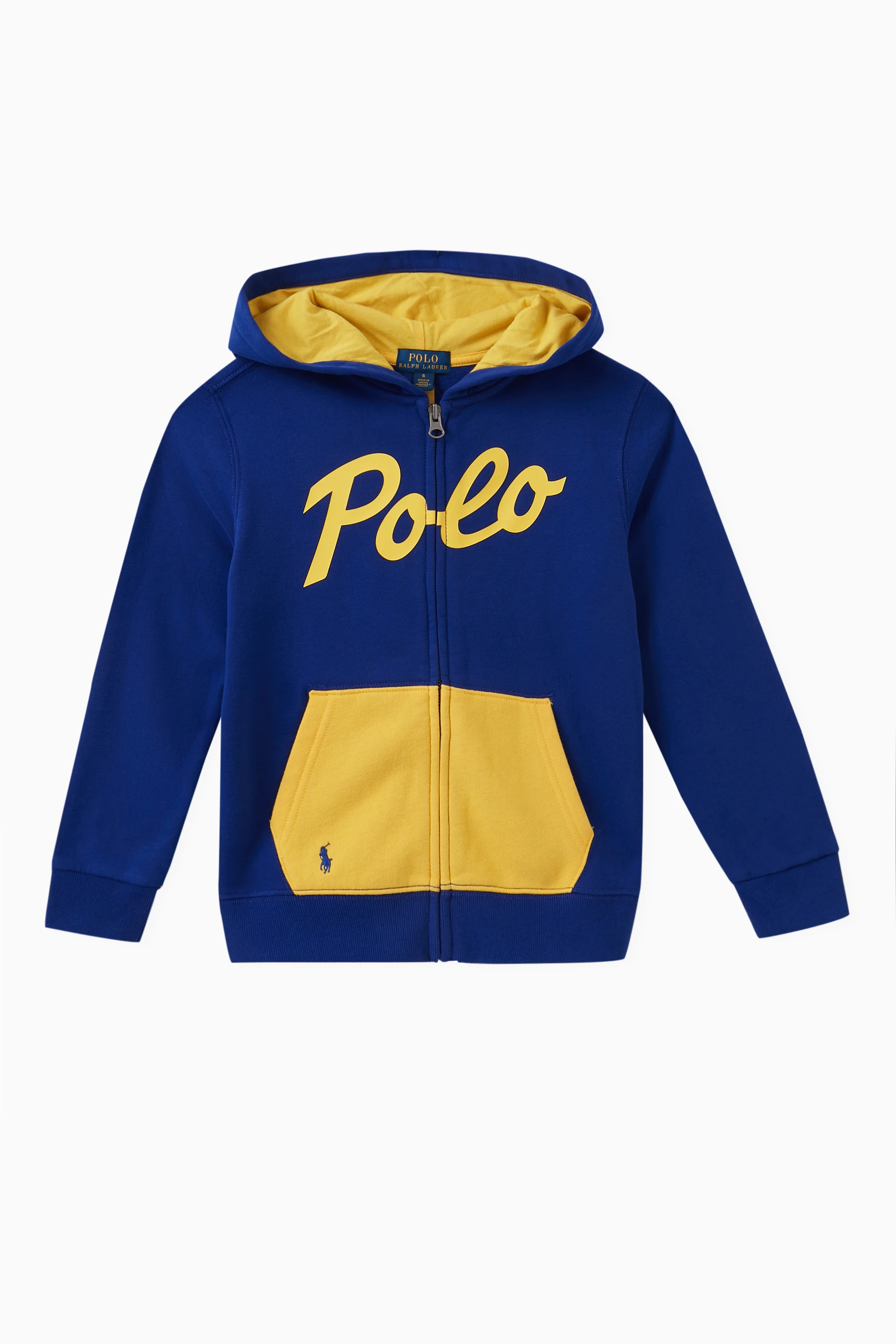 Buy Polo Ralph Lauren Blue Logo Hoodie in Cotton Blend Fleece For Kids Online Ounass Saudi