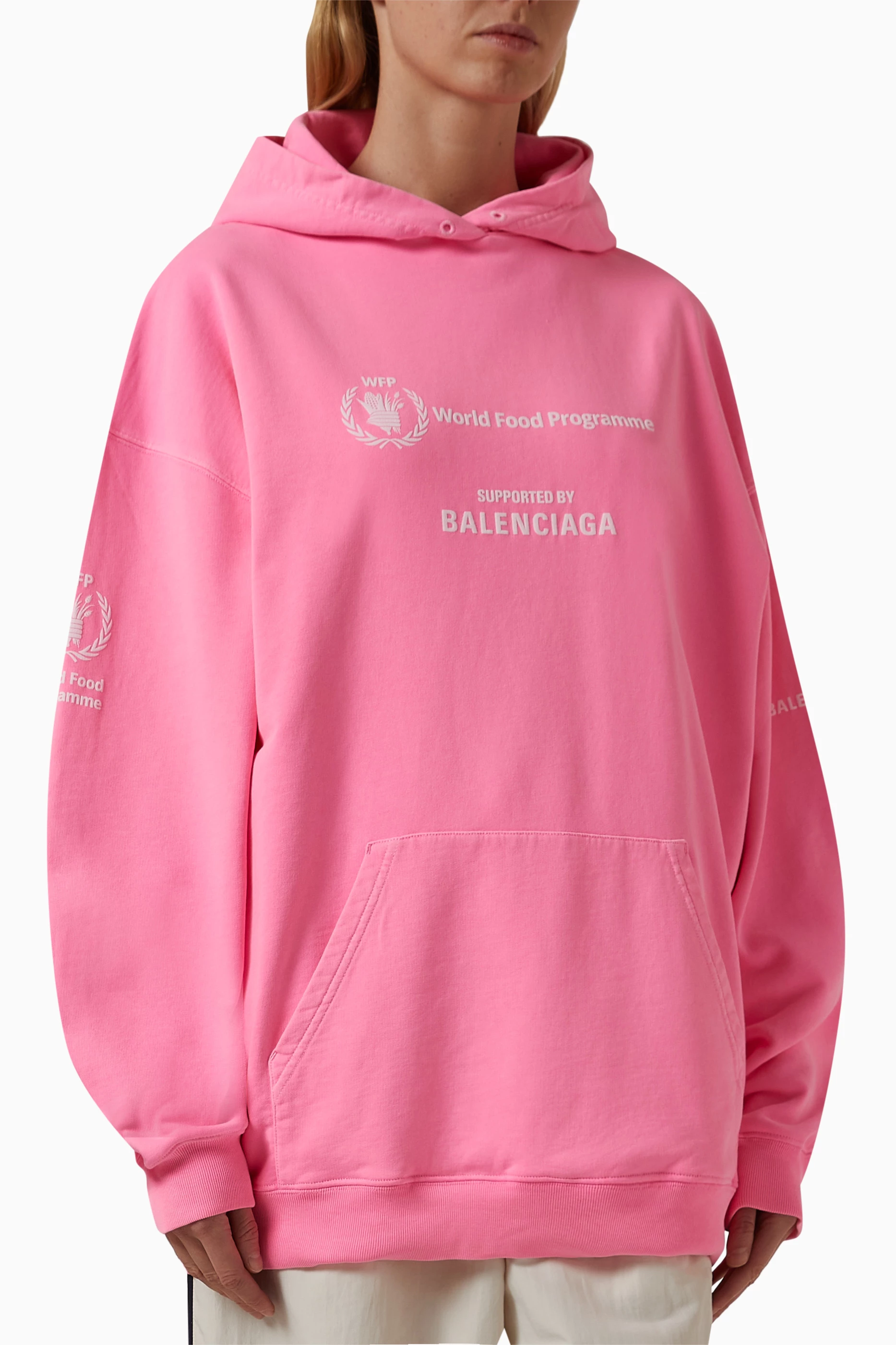 【数量限定】 Buy Balenciaga Pink WFP Hoodie in Fleece For UNISEX Online トップス