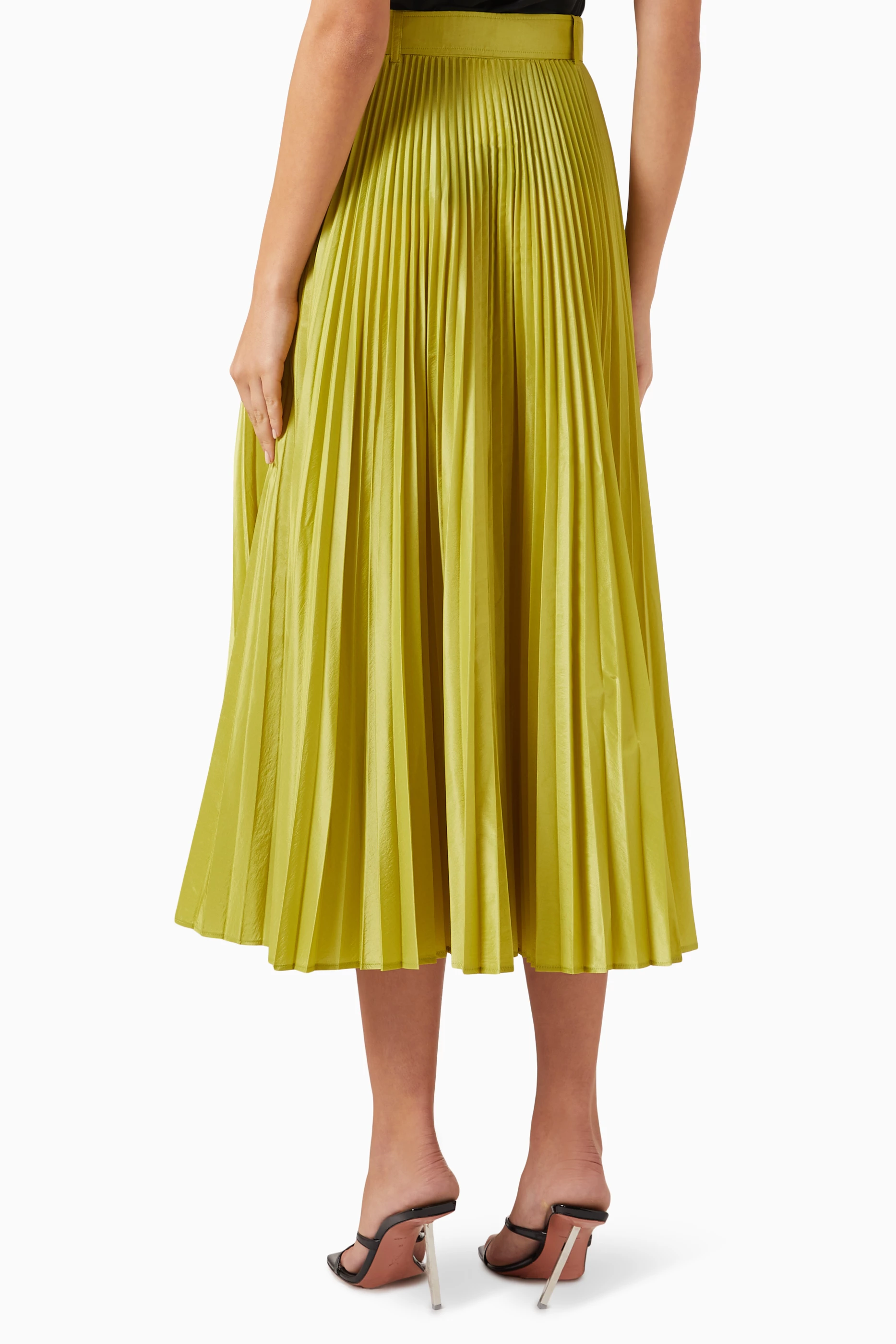 Full yellow pleated skirt online