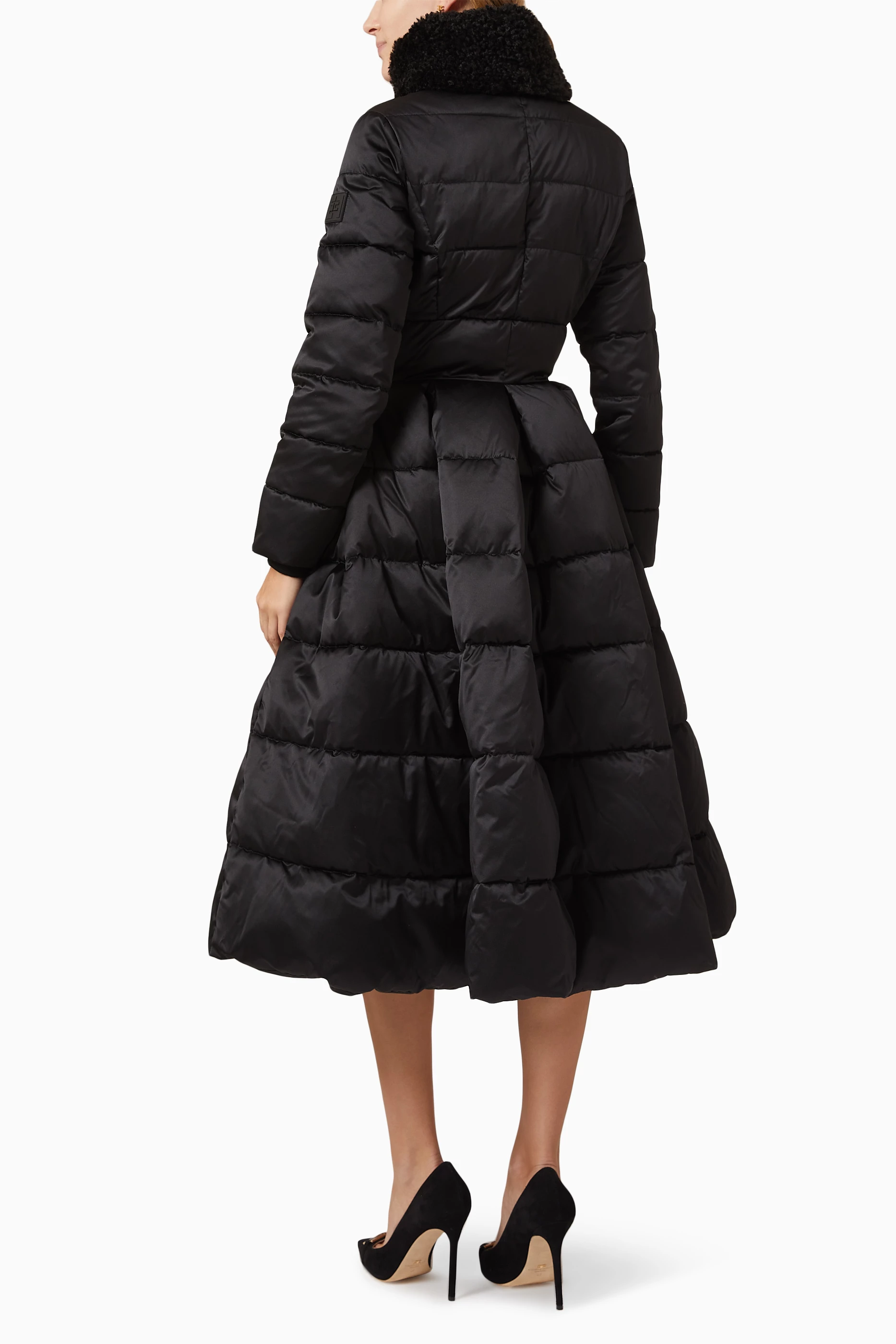 Buy Elisabetta Franchi Black Circle skirt Down Jacket in Satin Voile For Women Online Ounass Saudi