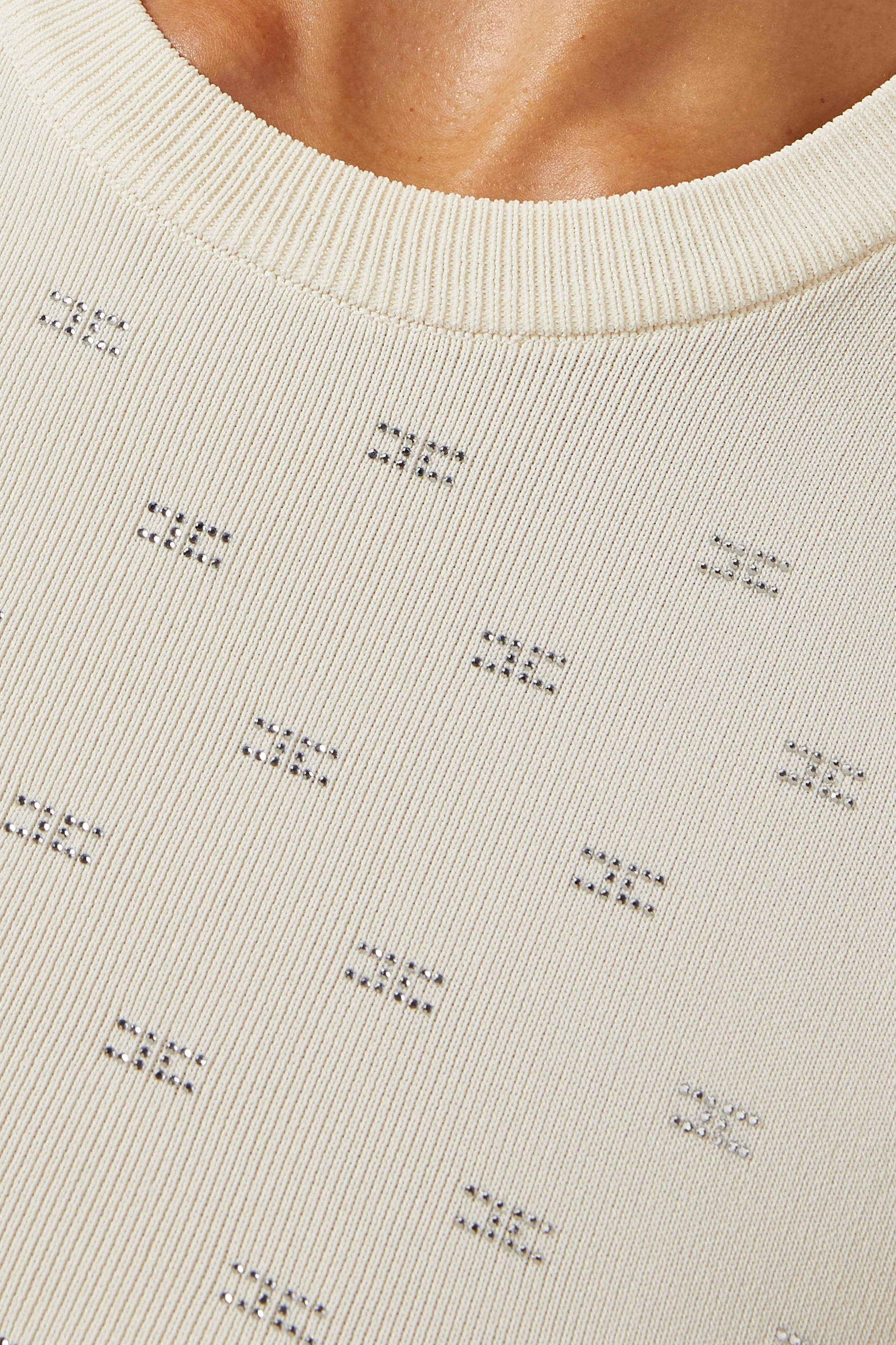 Buy Elisabetta Franchi Neutral Crystal-embellished Logo Crop