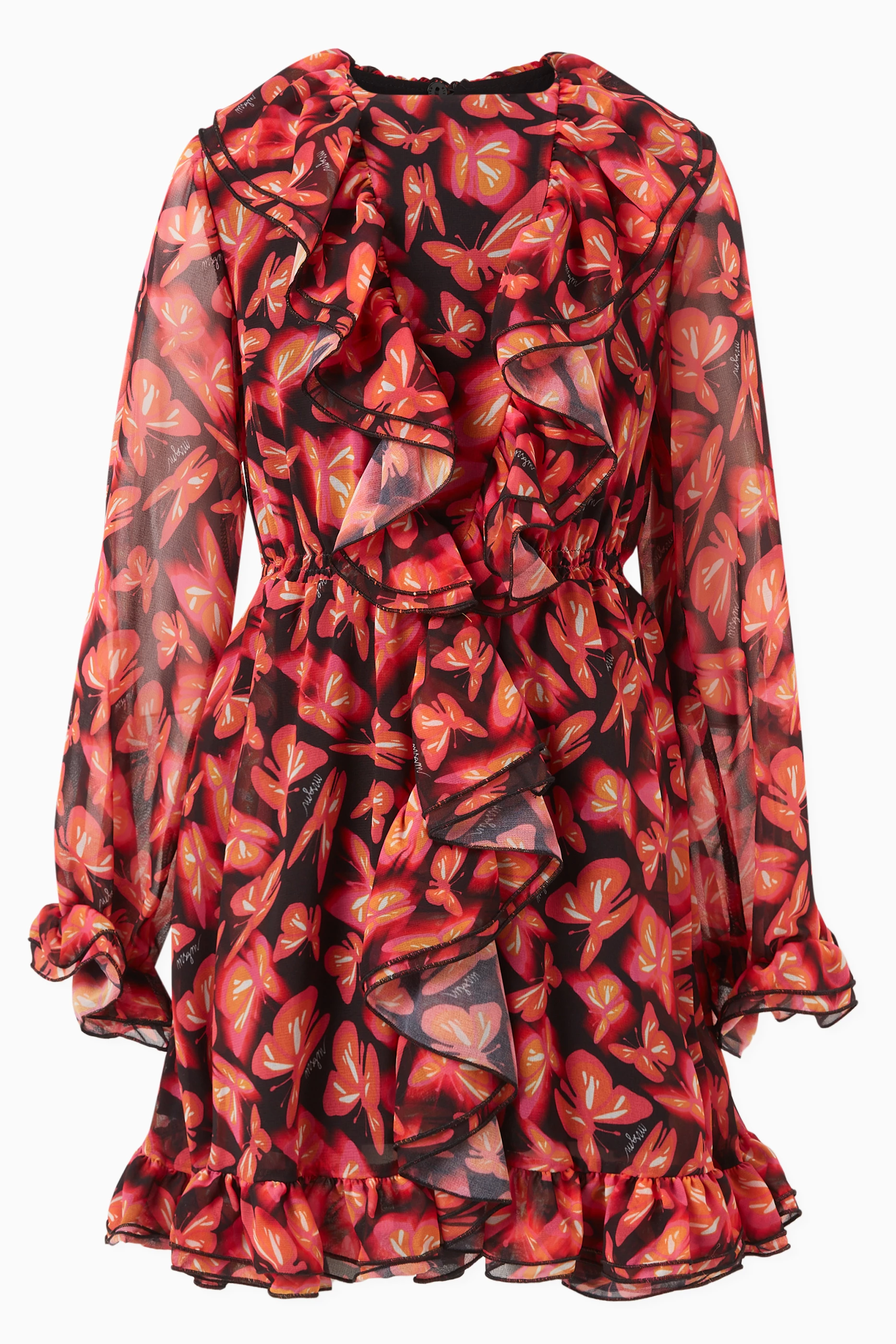 Buy MSGM Pink Graphic Print Ruffle Dress For Girls Online Ounass Saudi