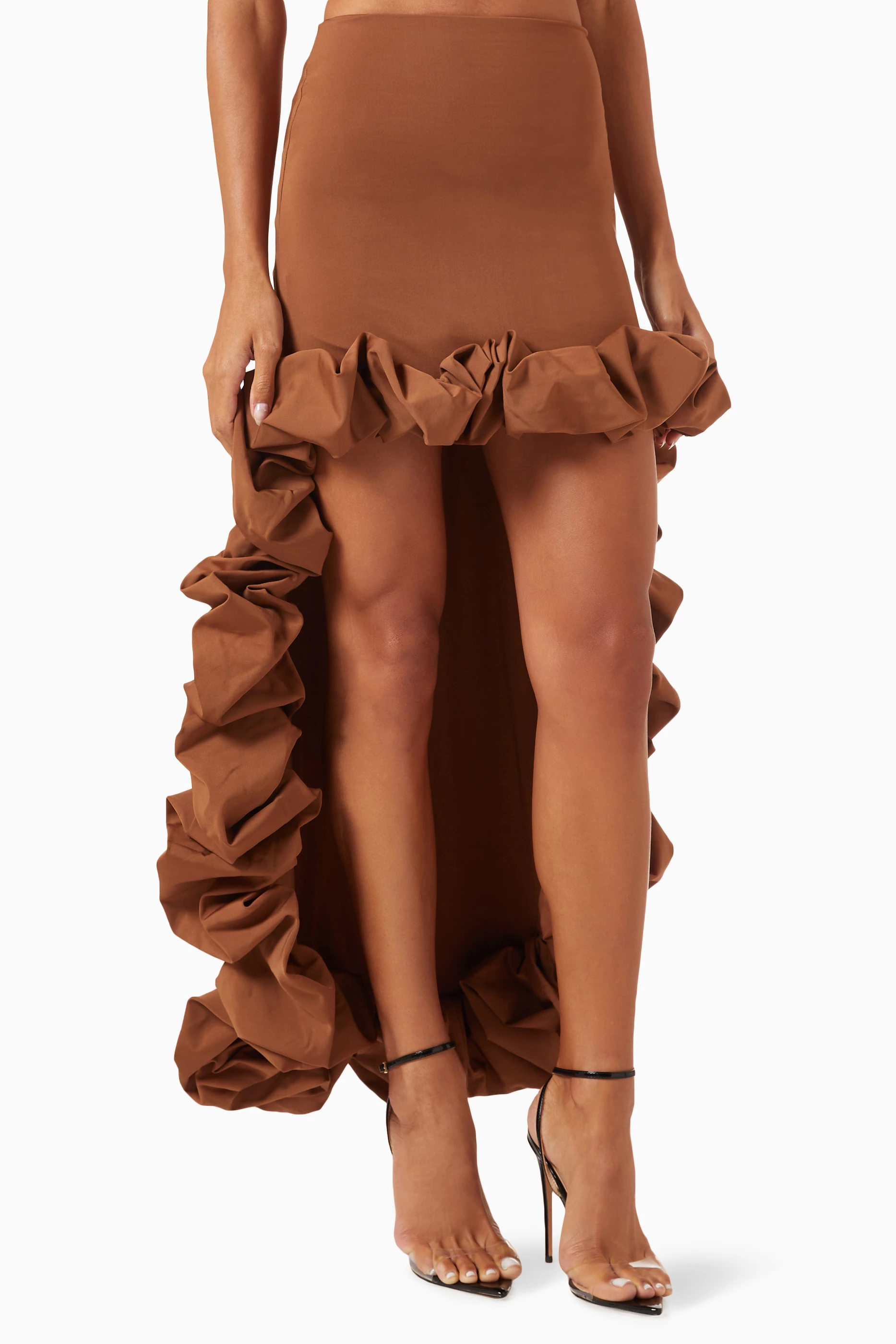 ◆Loulouseoul◆ Unbar Frill Maxi Skirt Brown S12848 LouLou De Saison Samos Maxi Skirt | Brown | FARFETCH