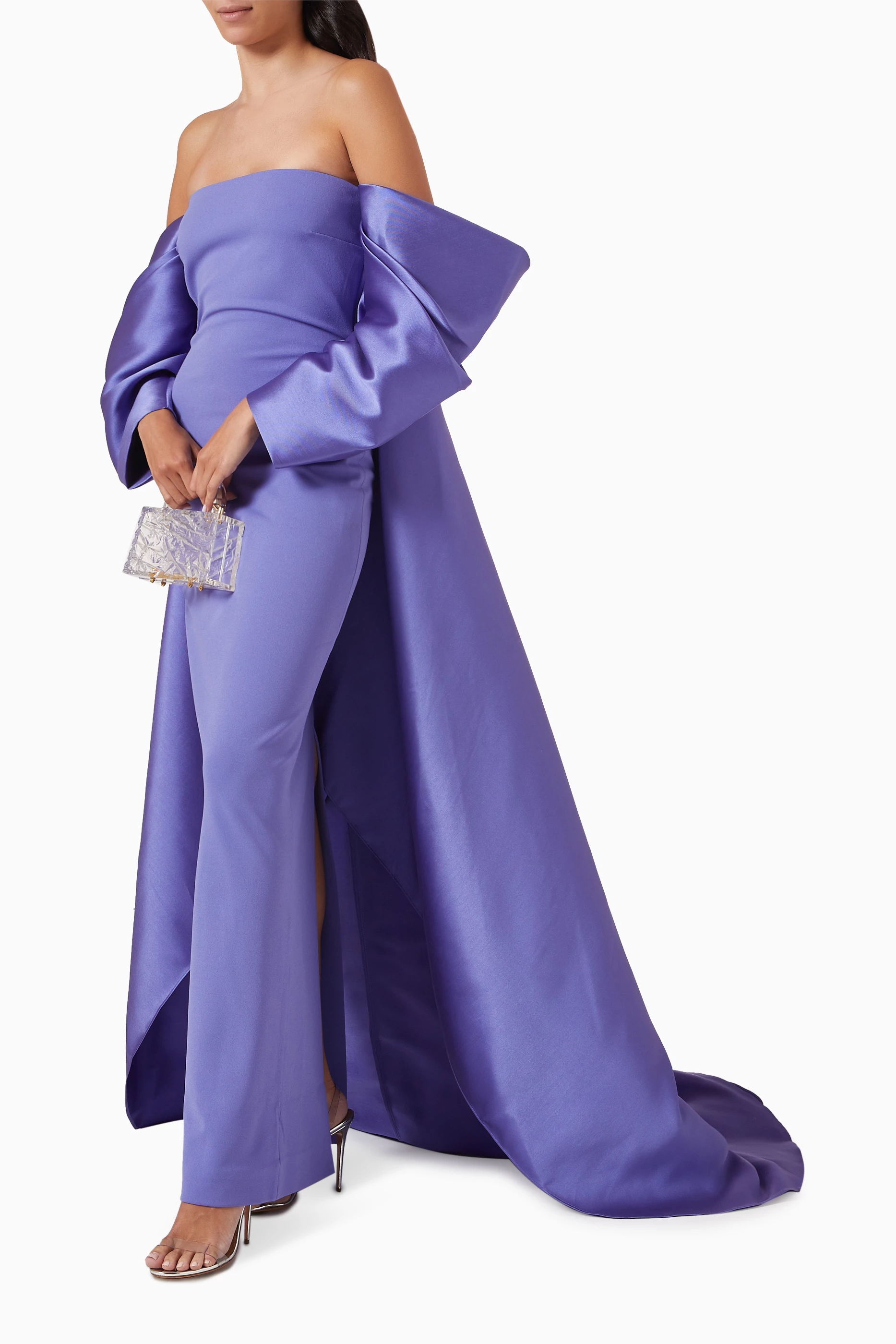 silk dress with long sleeves Zahra Satin Long Sleeve Maxi Slip Dress