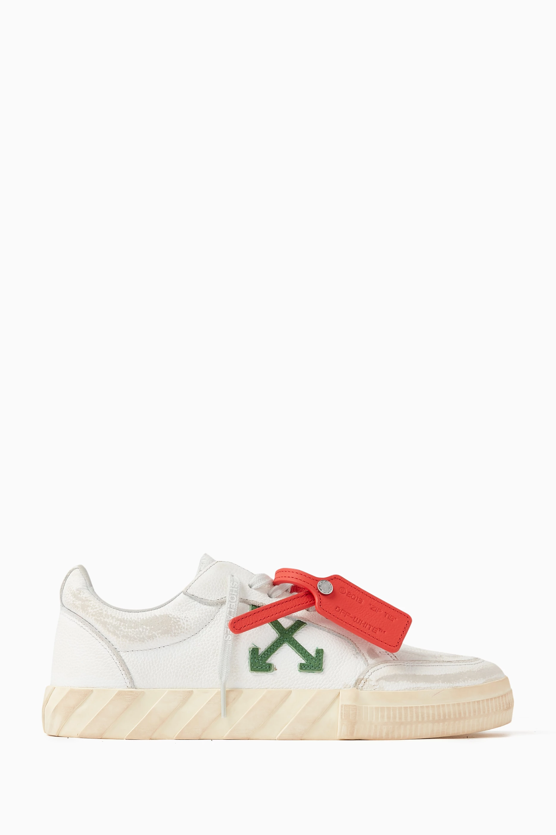 Buy Off-White White Low Vulcanized Distressed Sneakers in