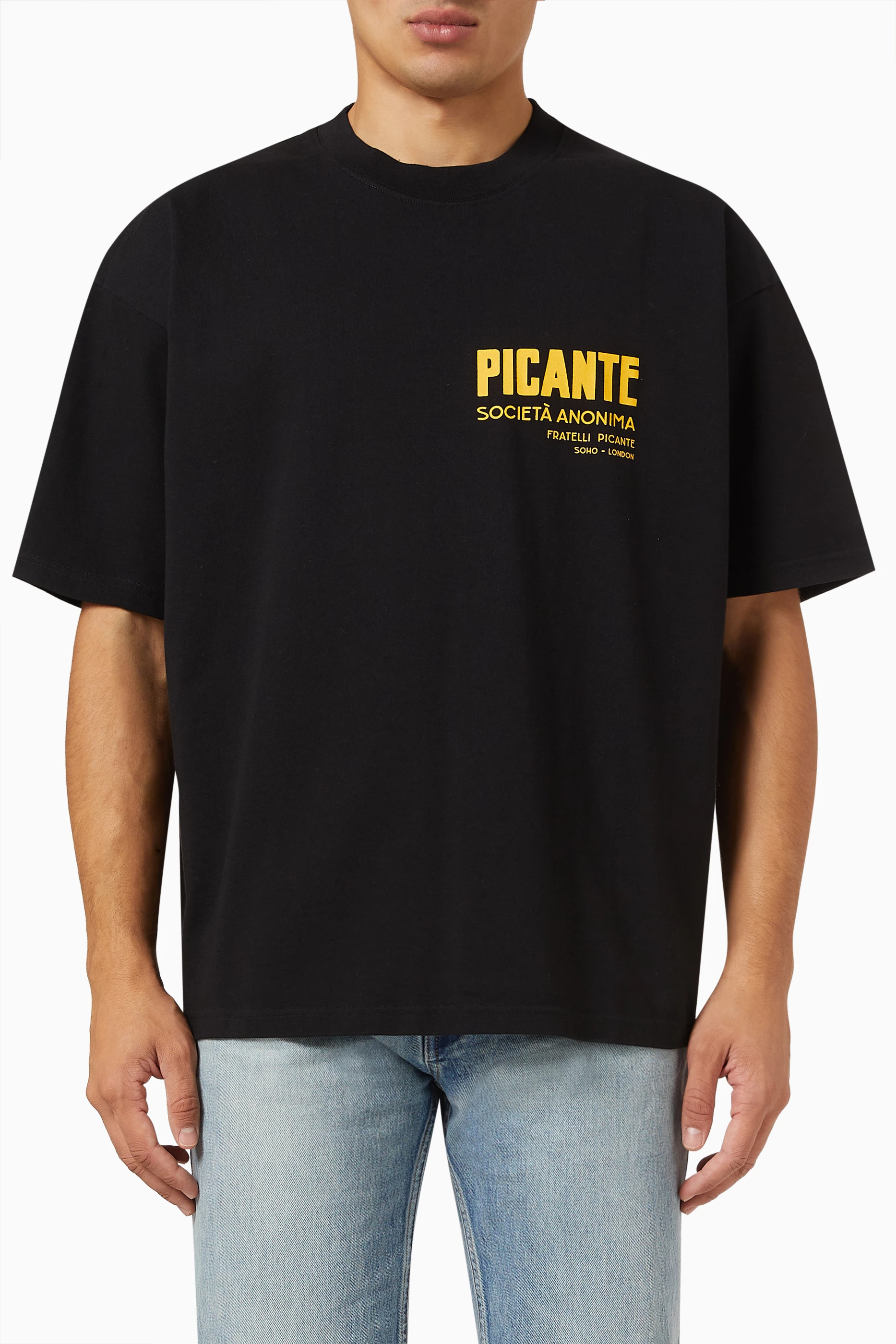 Buy PICANTE Black Fratelli T shirt in Organic Cotton For Men Online Ounass Saudi