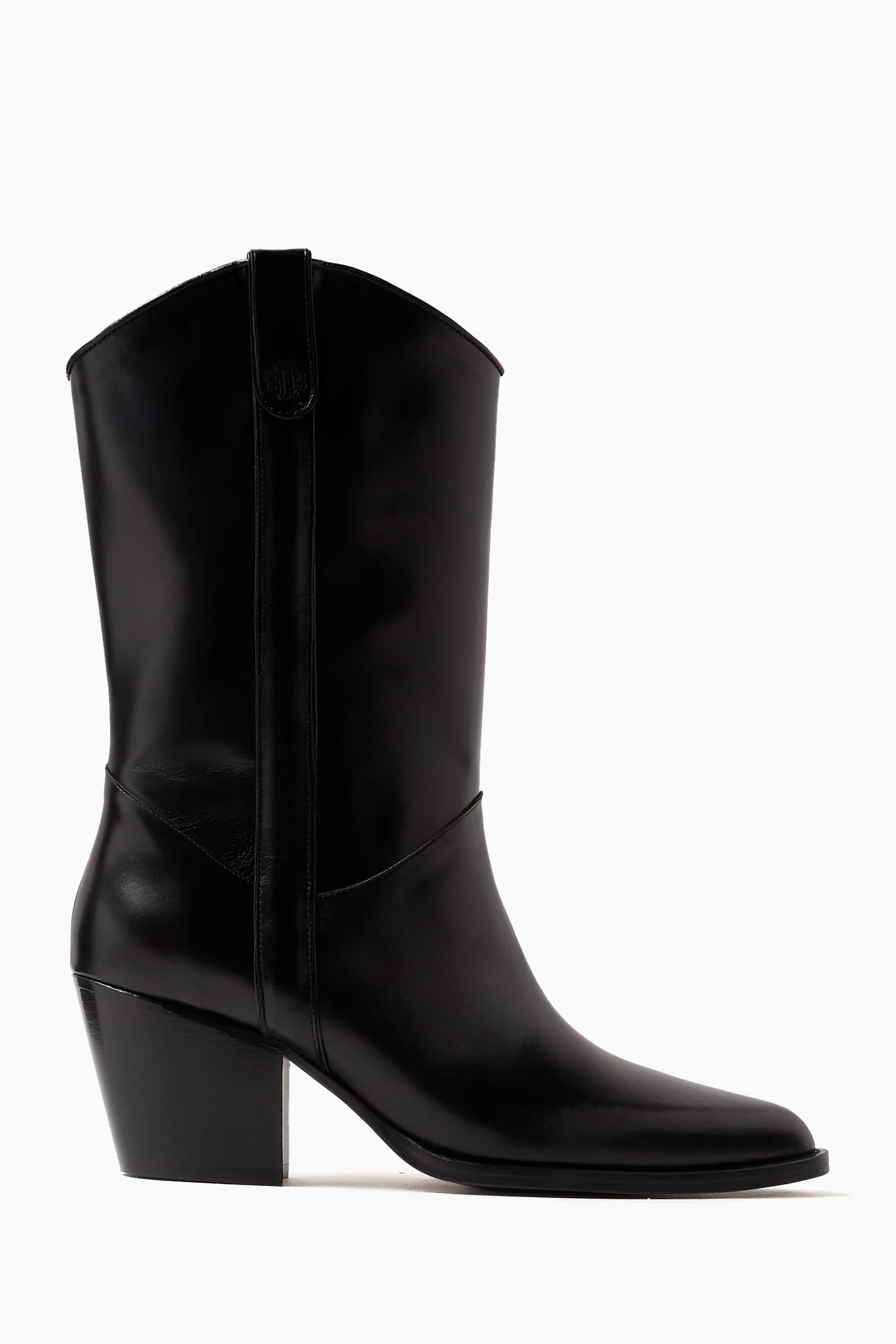 Buy Maje Black Free West Cowboy Boots in Leather For Women Online Ounass Saudi