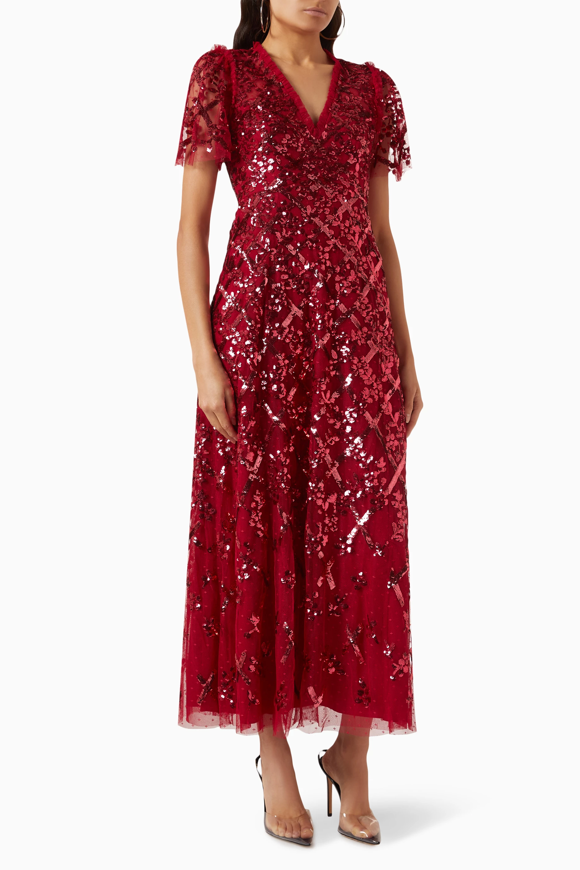 Buy Needle & Thread Red Garden Lattice Gown in Tulle For Women Online |  Ounass Saudi