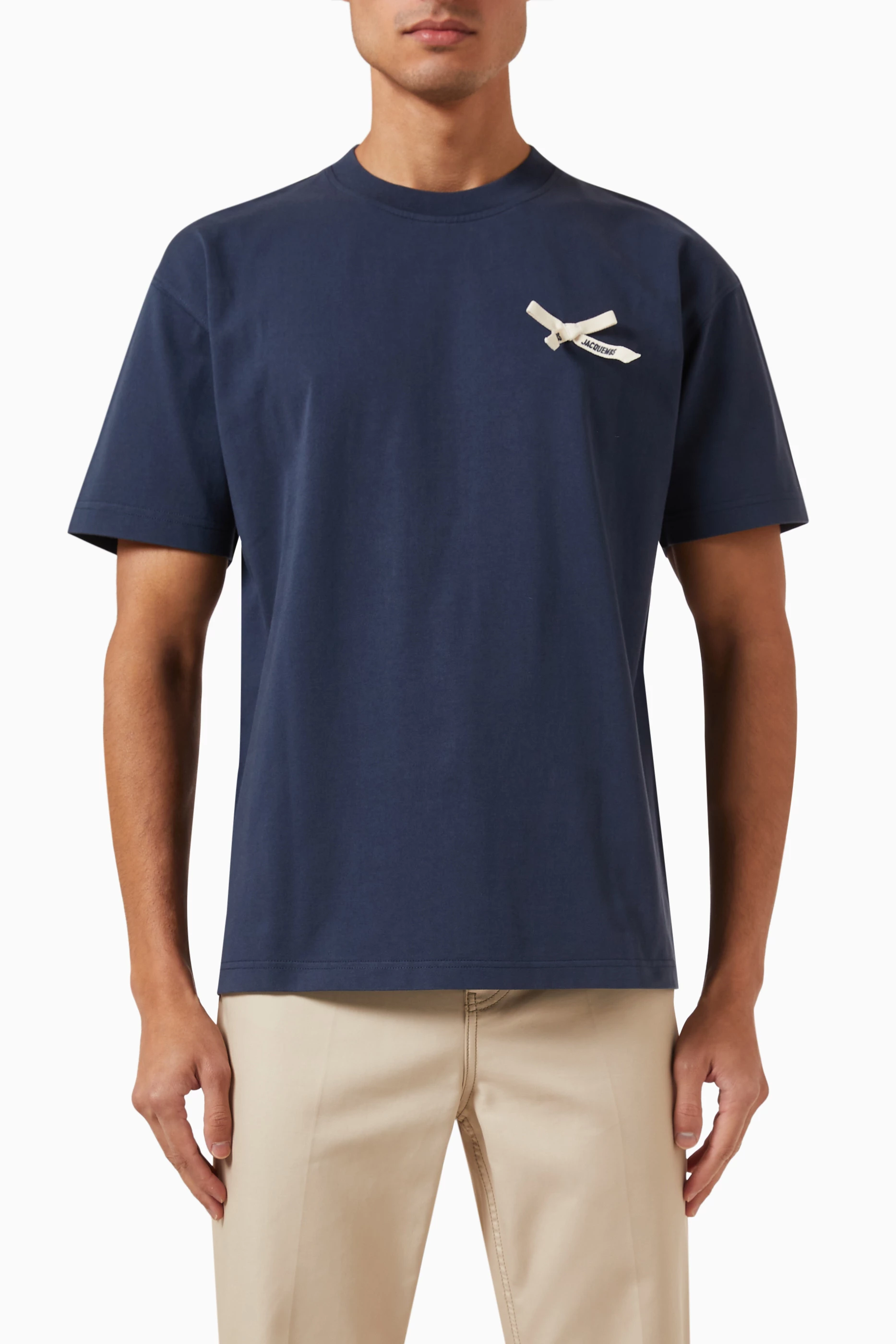Buy Jacquemus Blue Le T-shirt Noeud in Cotton-jersey For Men
