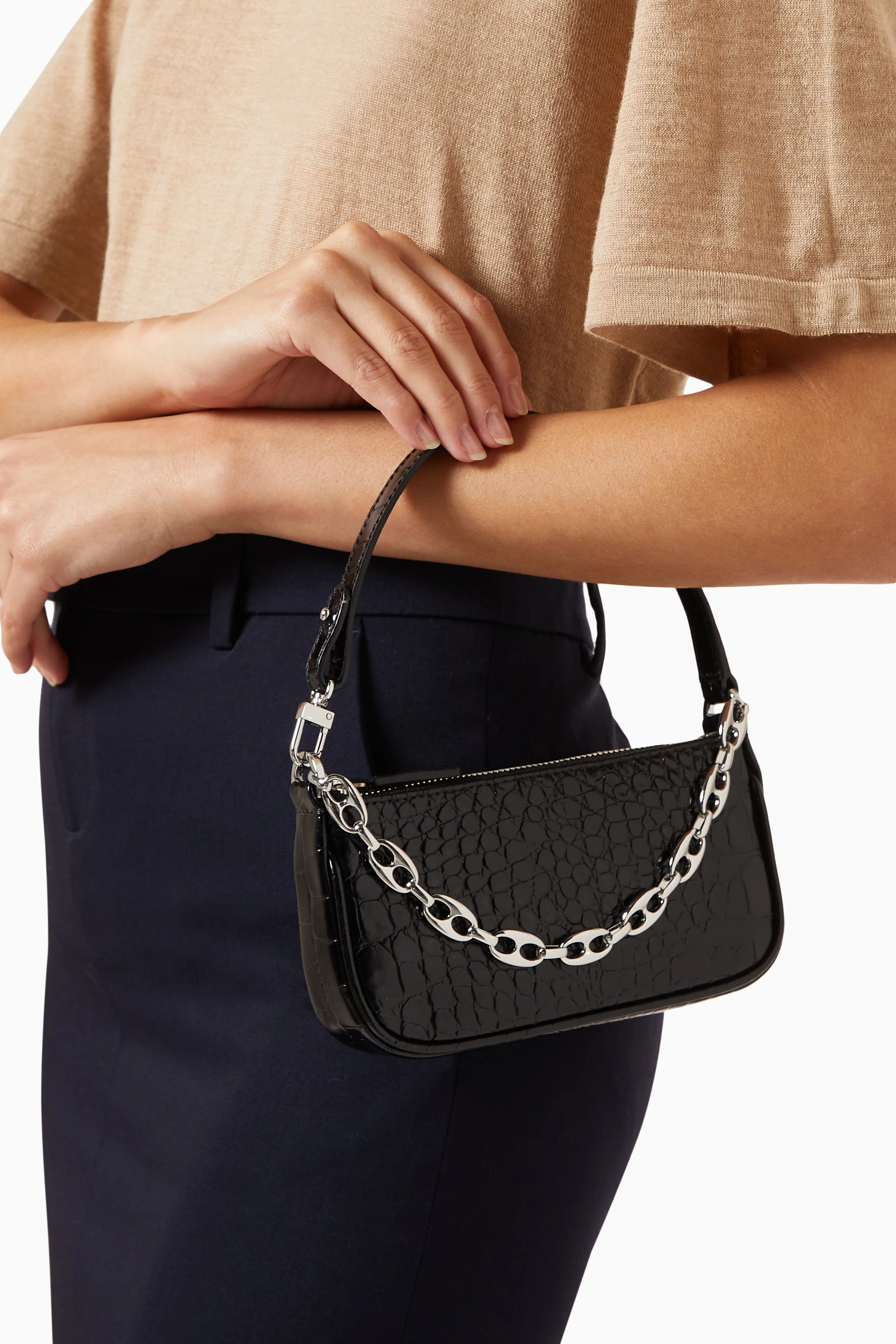 ハンドバッグ By Far Black leather mini Rachel handbag BY FAR 'rachel' Mini Bag | italist