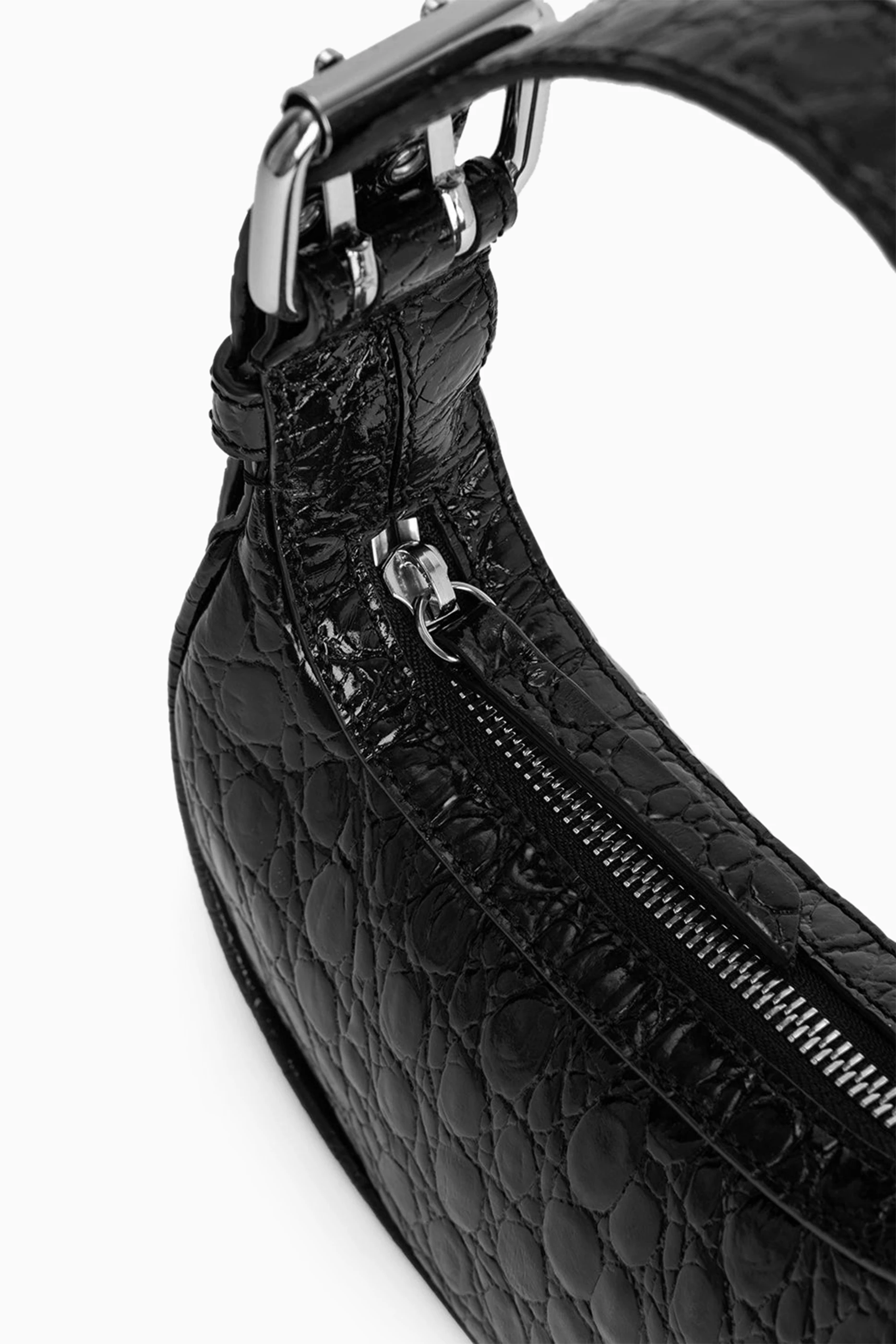 Buy BY FAR Black Mini Soho Shoulder Bag in Croc-embossed