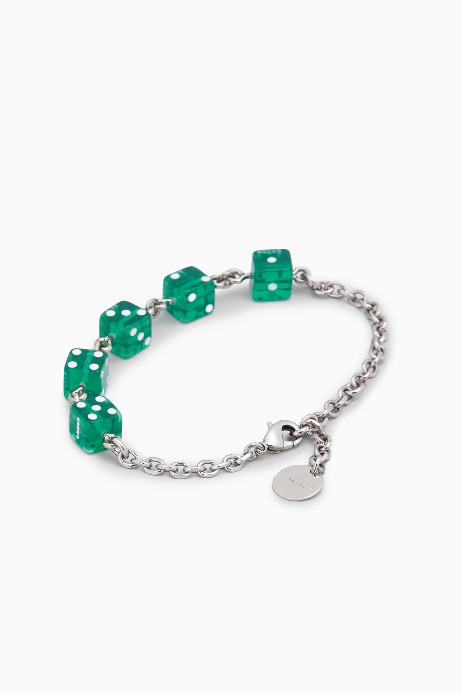 Buy Marni Green Dice Charm Bracelet in Silver Brass For Women