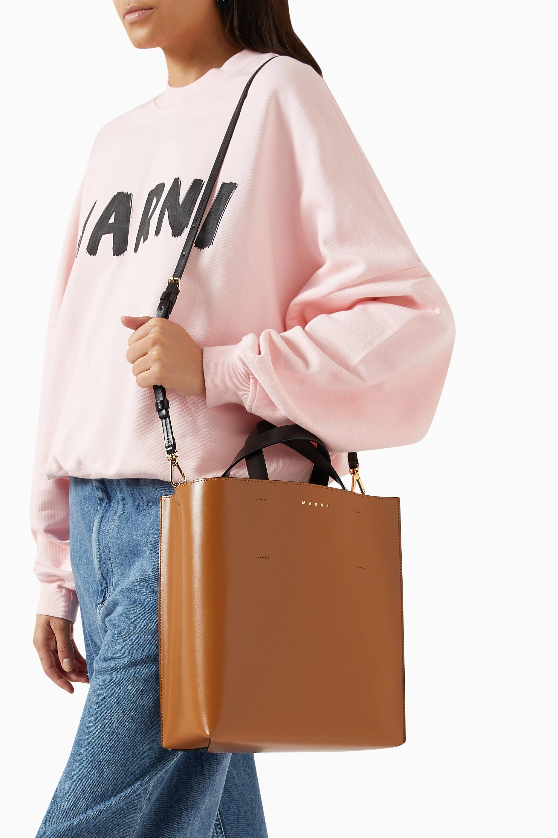 Buy Marni Multicolour Small Museo Tote Bag in Smooth Leather For