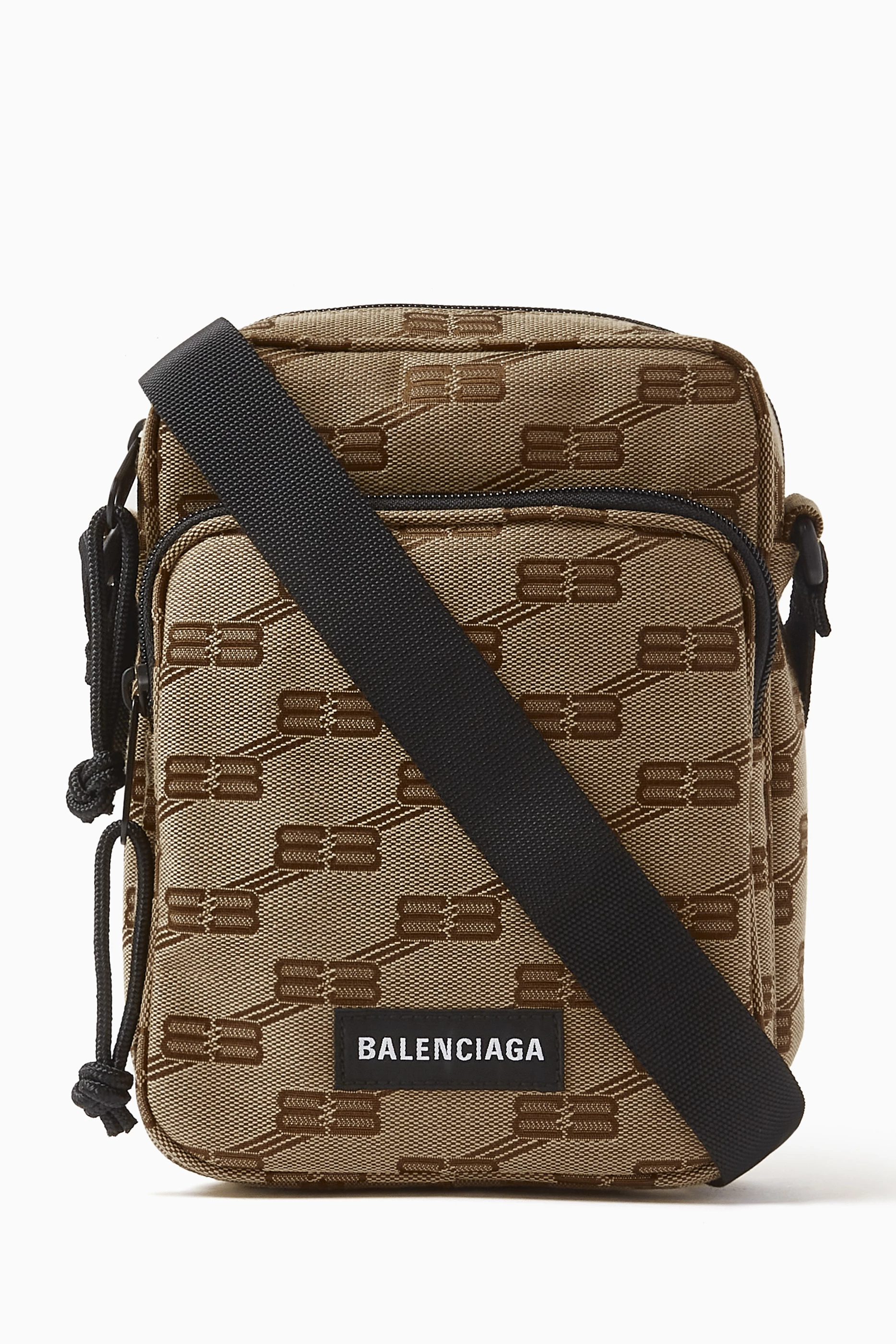 Buy Balenciaga Neutral Signature print Crossbody Messenger Bag in BB Monogram Jacquard Canvas For Men Online Ounass Saudi