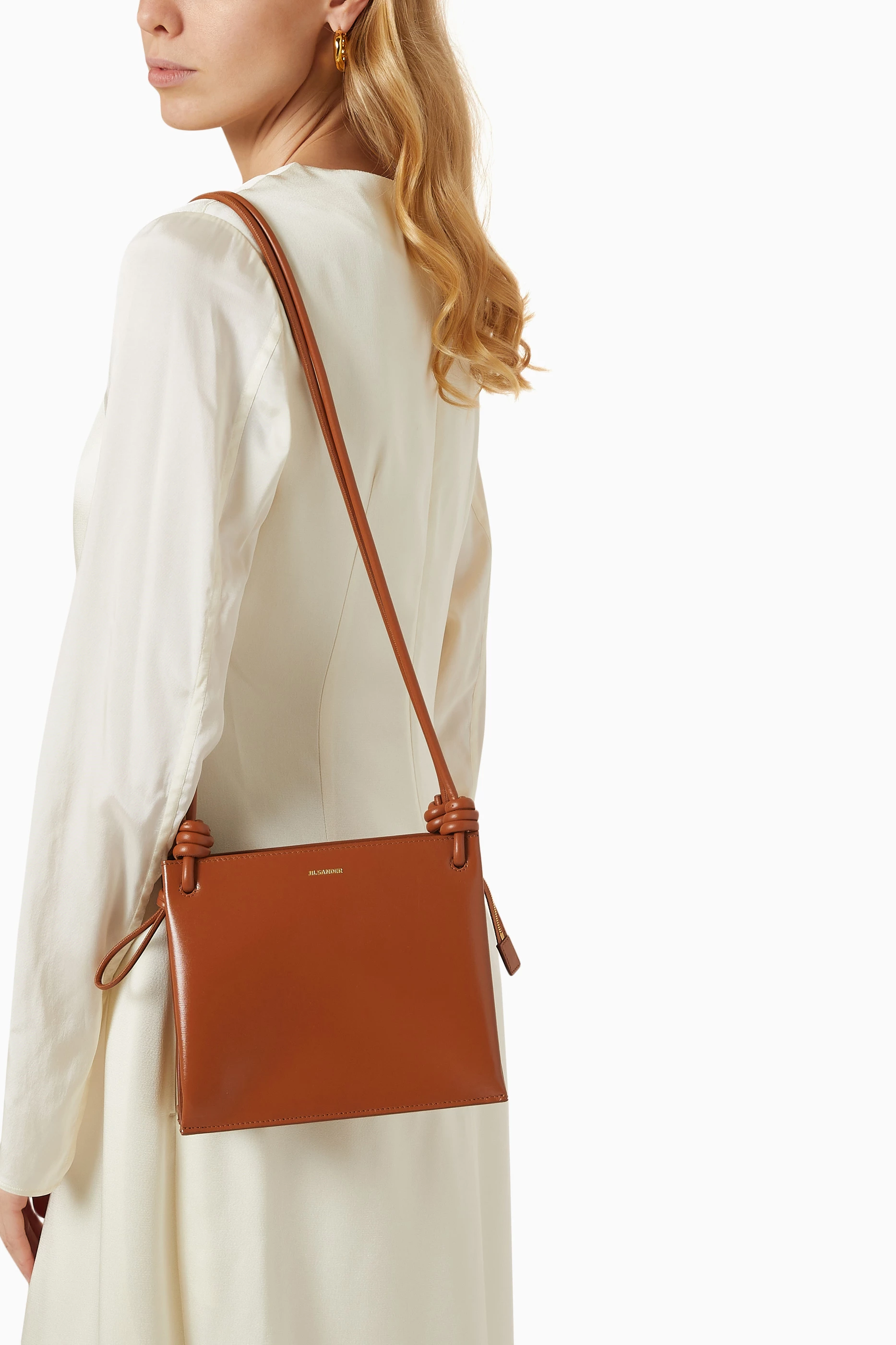 Buy Jil Sander Neutral Giro Small Shoulder Bag in Leather For 