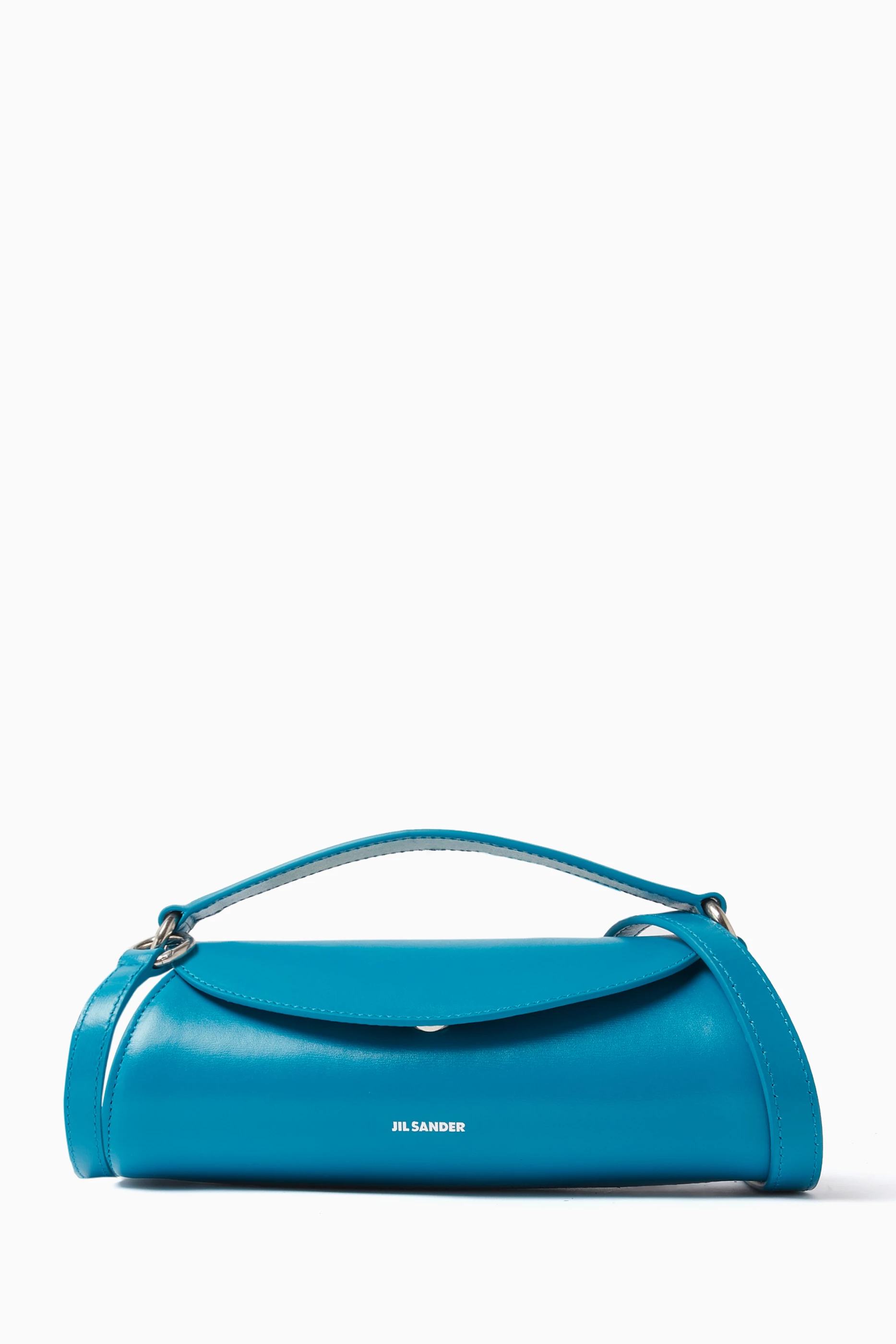 Buy Jil Sander Blue Mini Cannolo Bag in Leather For UNISEX