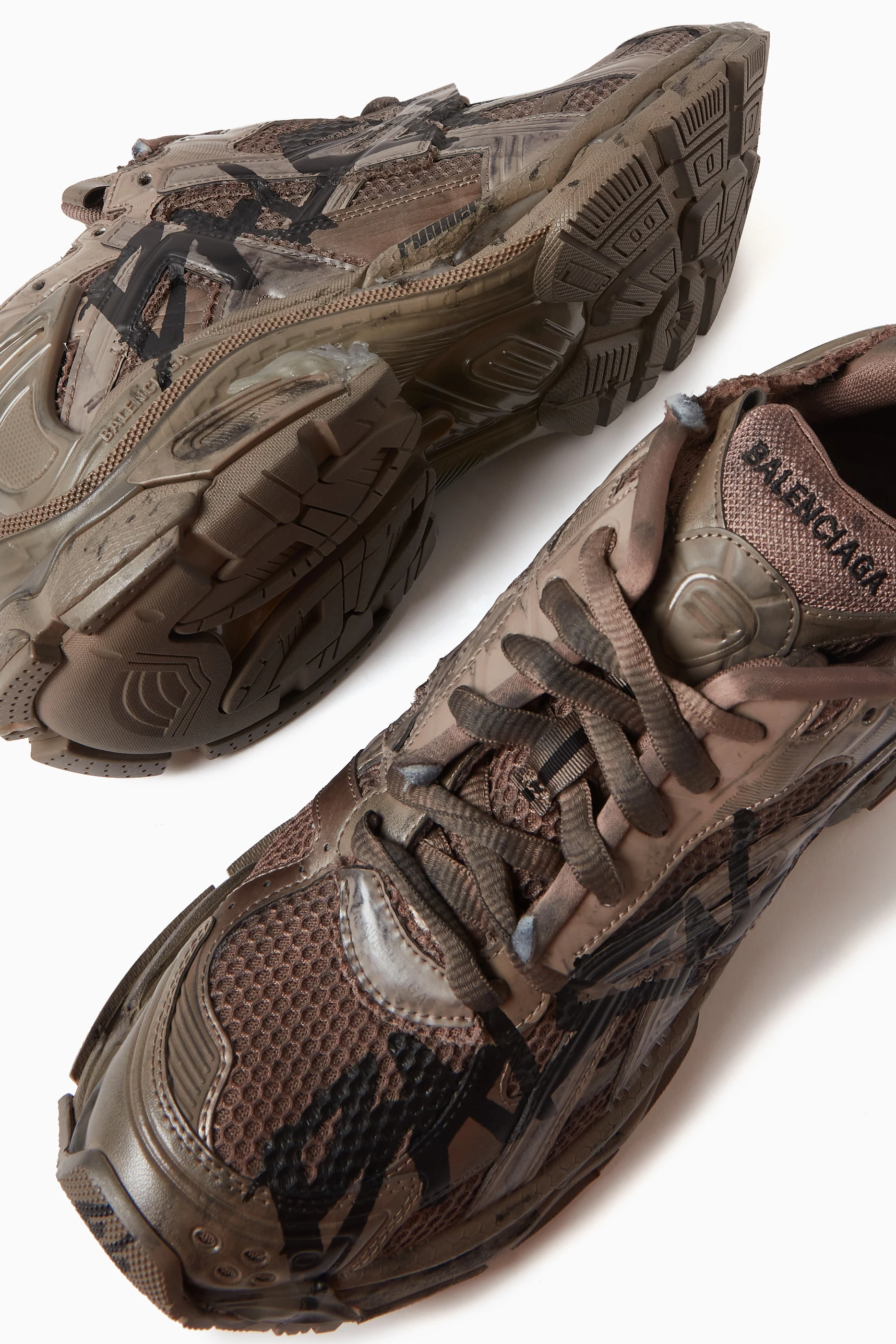 Buy Balenciaga Brown Graffiti Runner Sneakers in Mesh Nylon For Men Online Ounass Saudi