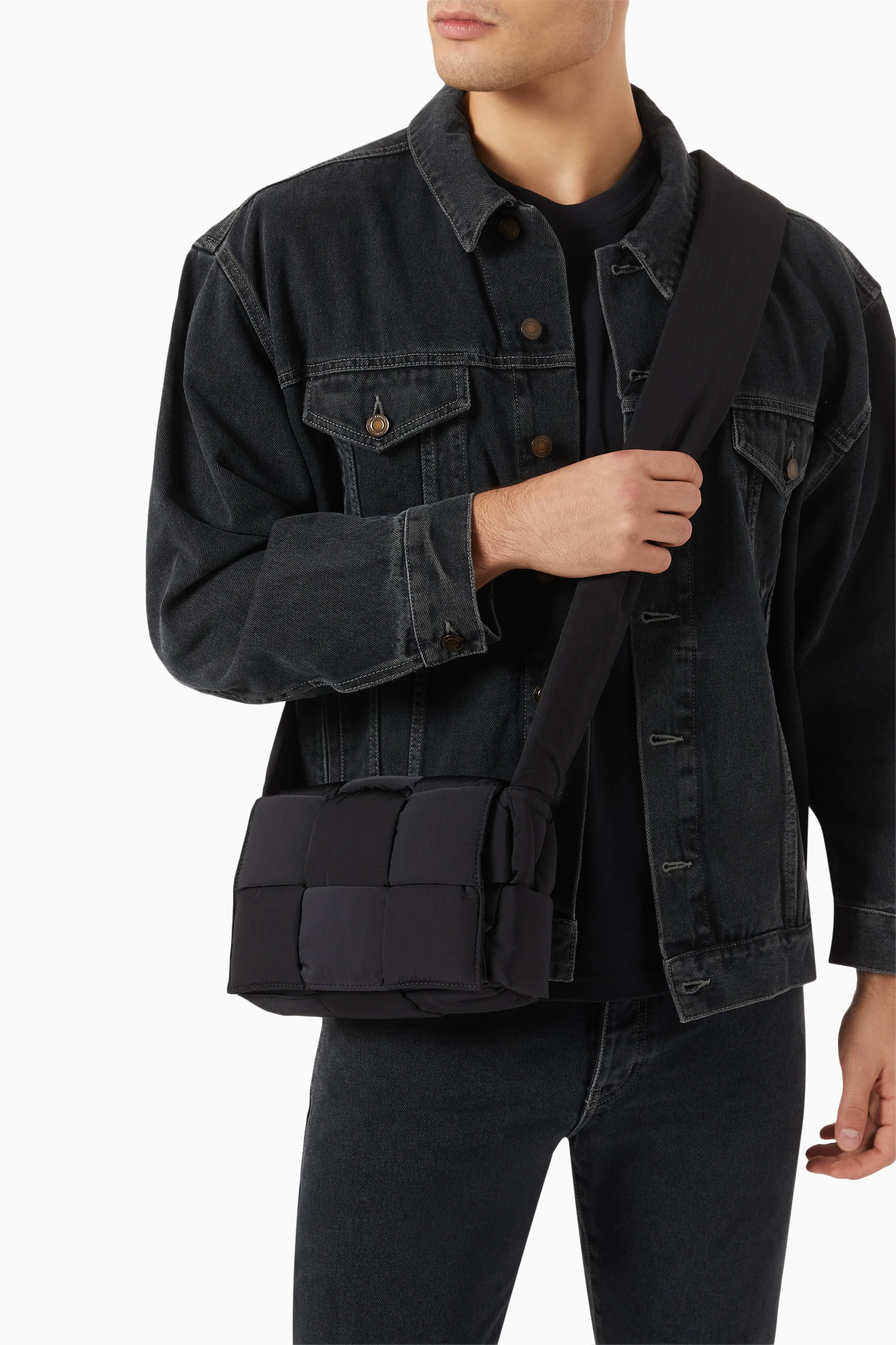 Buy Bottega Veneta Black Small Padded Tech Cassette Bag in