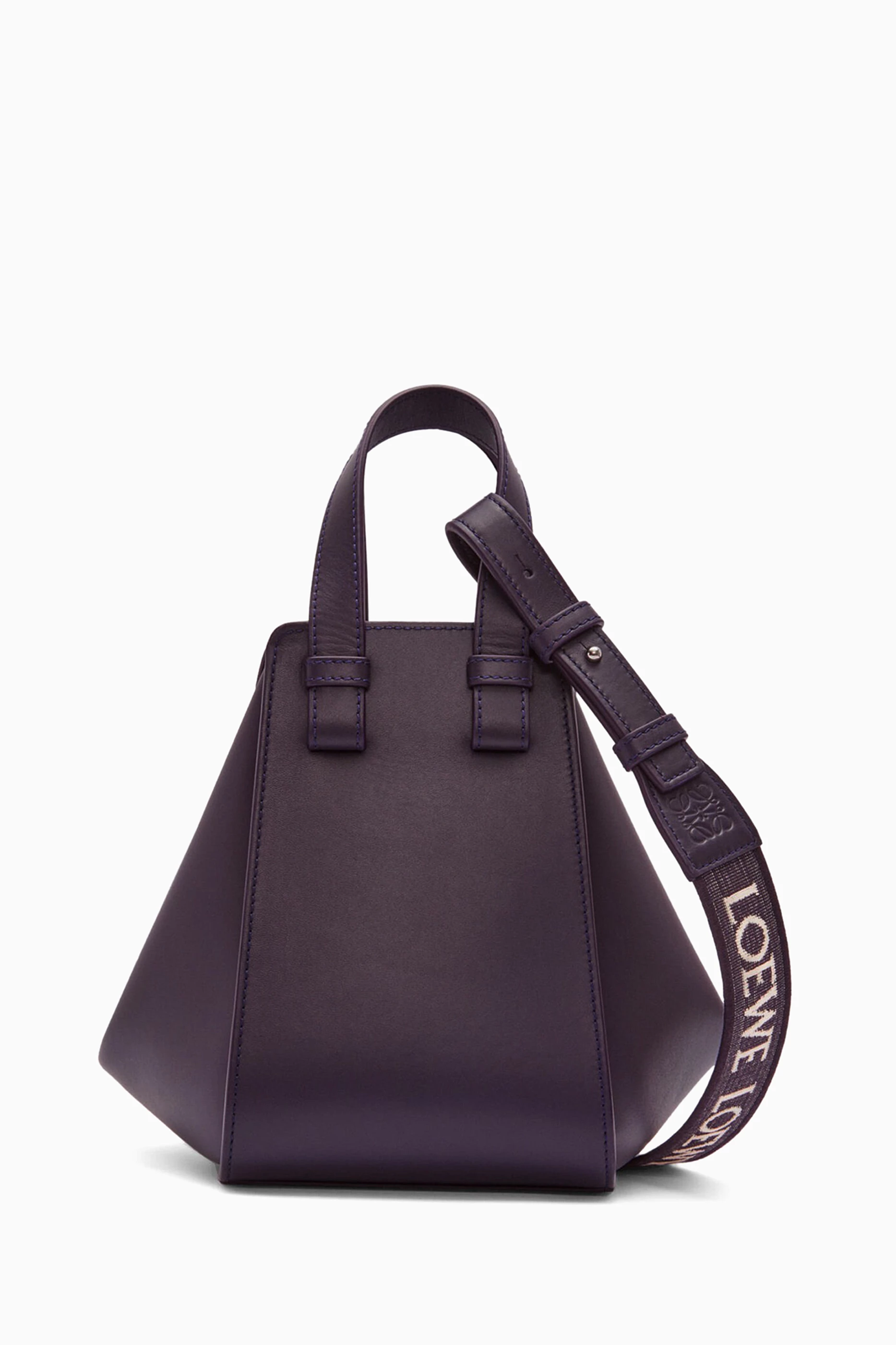 Buy LOEWE Purple Hammock Compact Crossbody Bag in Satin Calfskin 