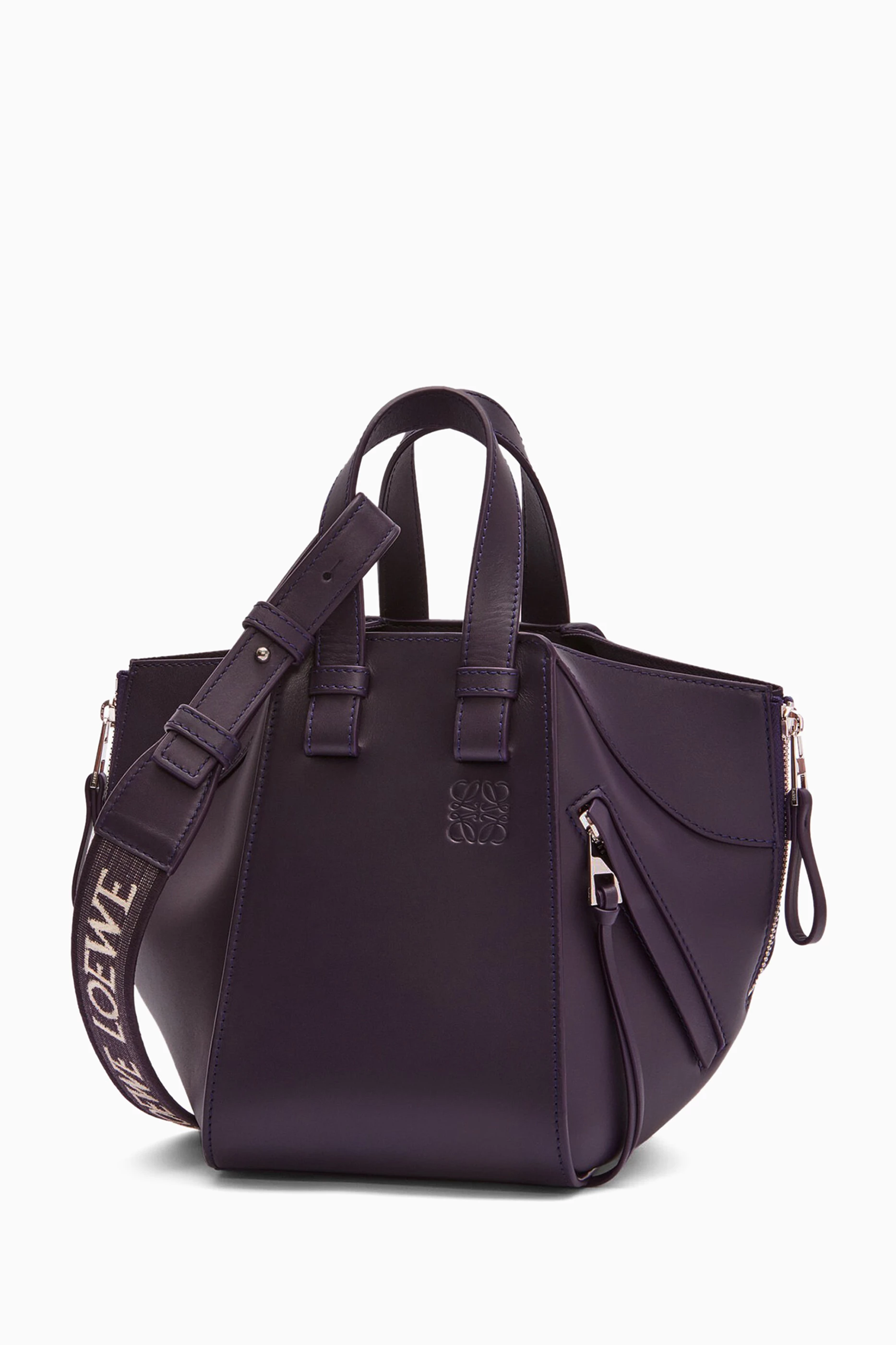 Buy LOEWE Purple Hammock Compact Crossbody Bag in Satin Calfskin 
