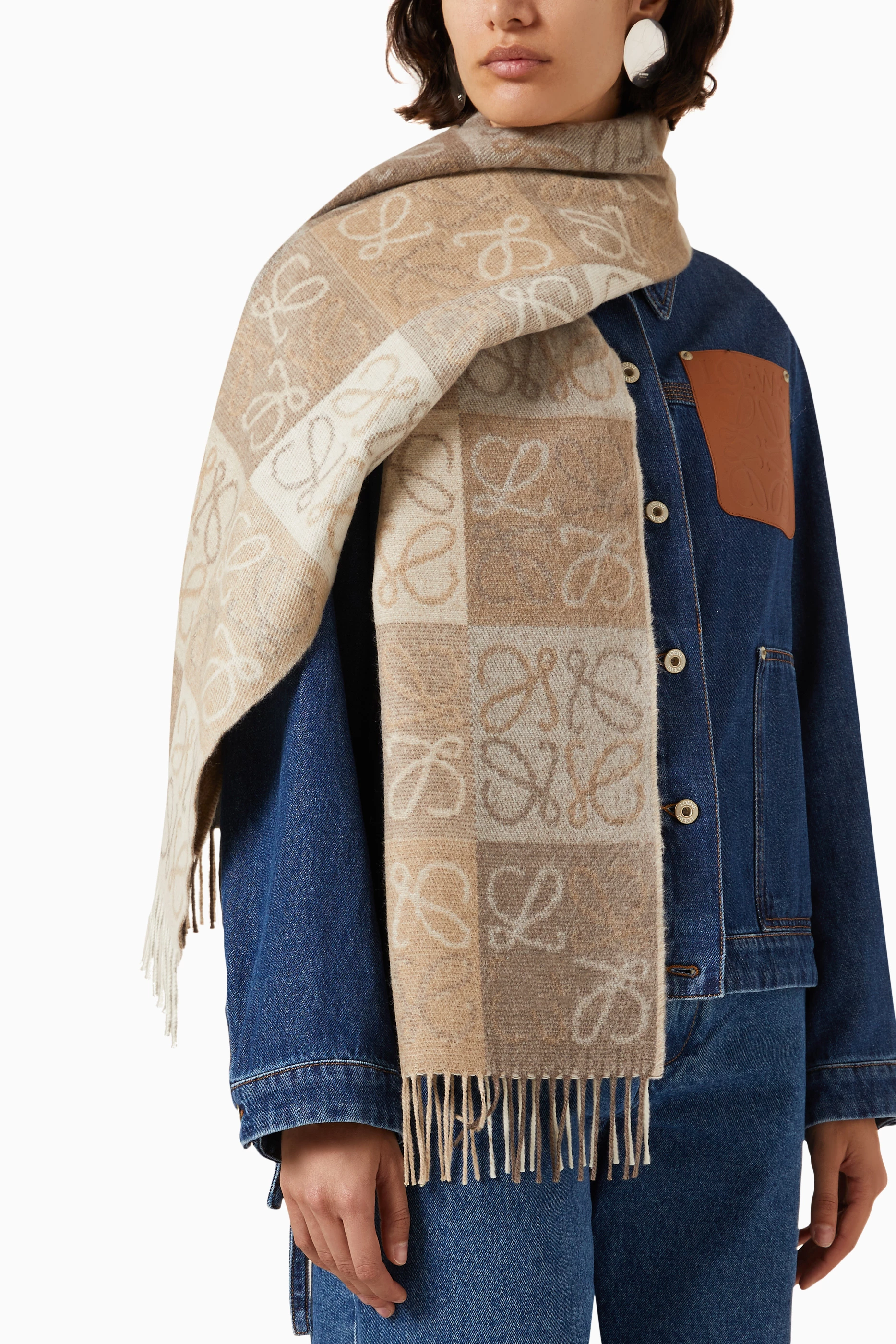 Buy LOEWE White Anagram Scarf in Wool Cashmere For UNISEX Online Ounass Saudi